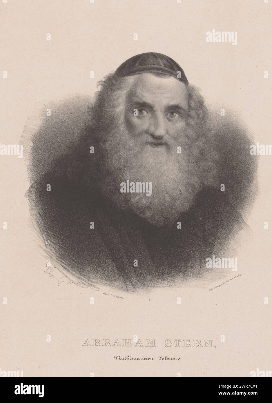 Portrait d'Abraham Stern, Abraham Stern (titre sur objet), imprimeur : Hippolyte Louis Garnier, d'après le dessin de : Jozef Oleszynski, imprimeur : Georges Jean Frey, Paris, 1834, papier, hauteur 484 mm × largeur 327 mm, tirage Banque D'Images