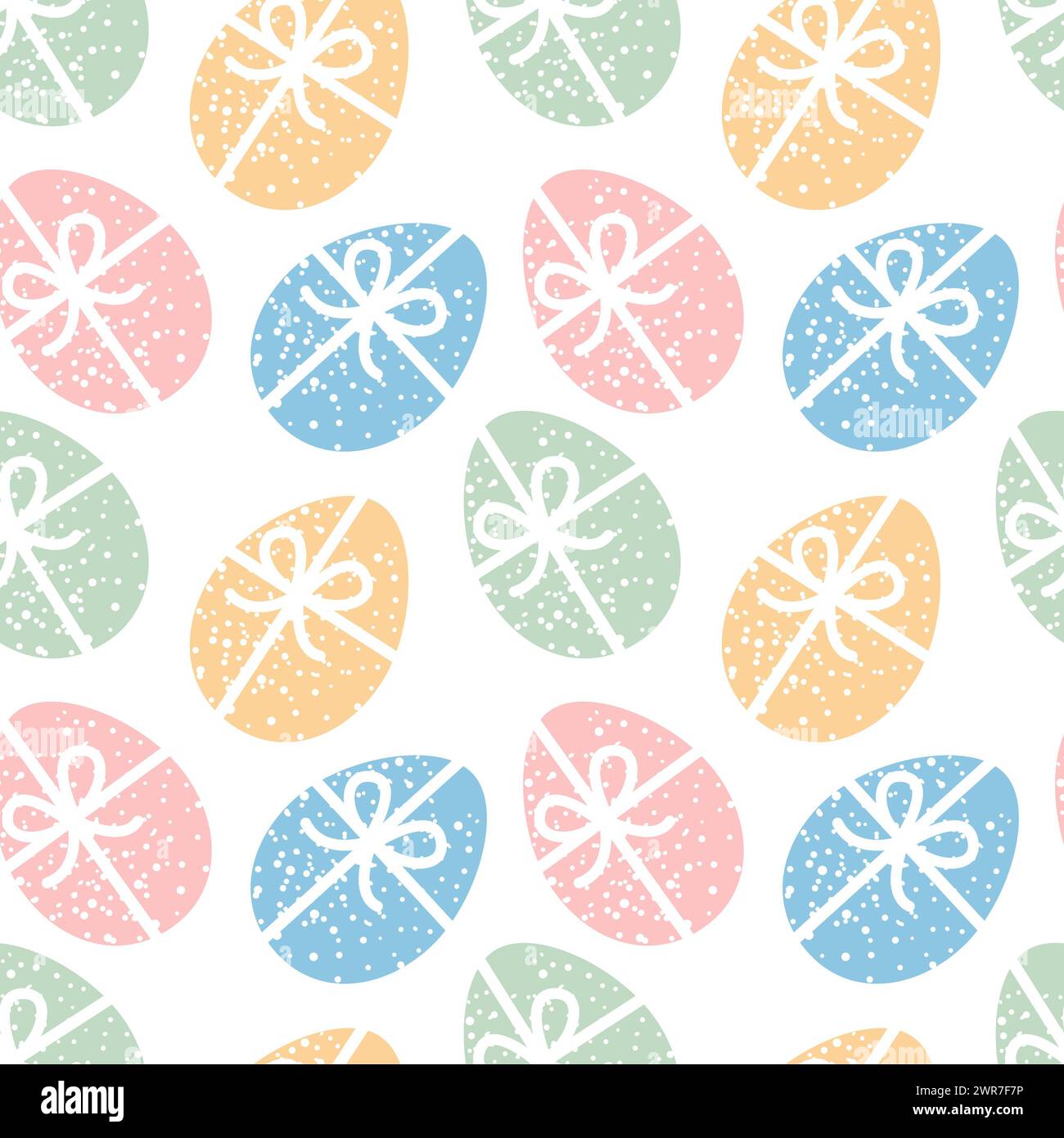 Oeufs de Pâques motif sans couture avec ruban et noeud. Enveloppe ou arrière-plan. Parfait pour les invitations de vacances, cartes de vœux de printemps, papier peint et cadeau p Banque D'Images