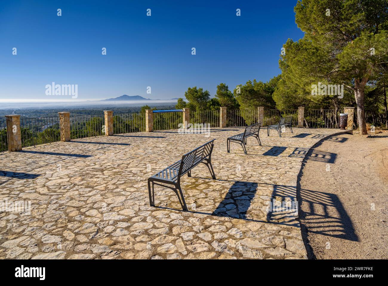 Point de vue du delta de l'Èbre à l'ermitage de Sant Cristòfol, à El Perelló (Tarragone Catalogne Espagne) ESP Mirador del Delta del Ebro en El Perelló Banque D'Images