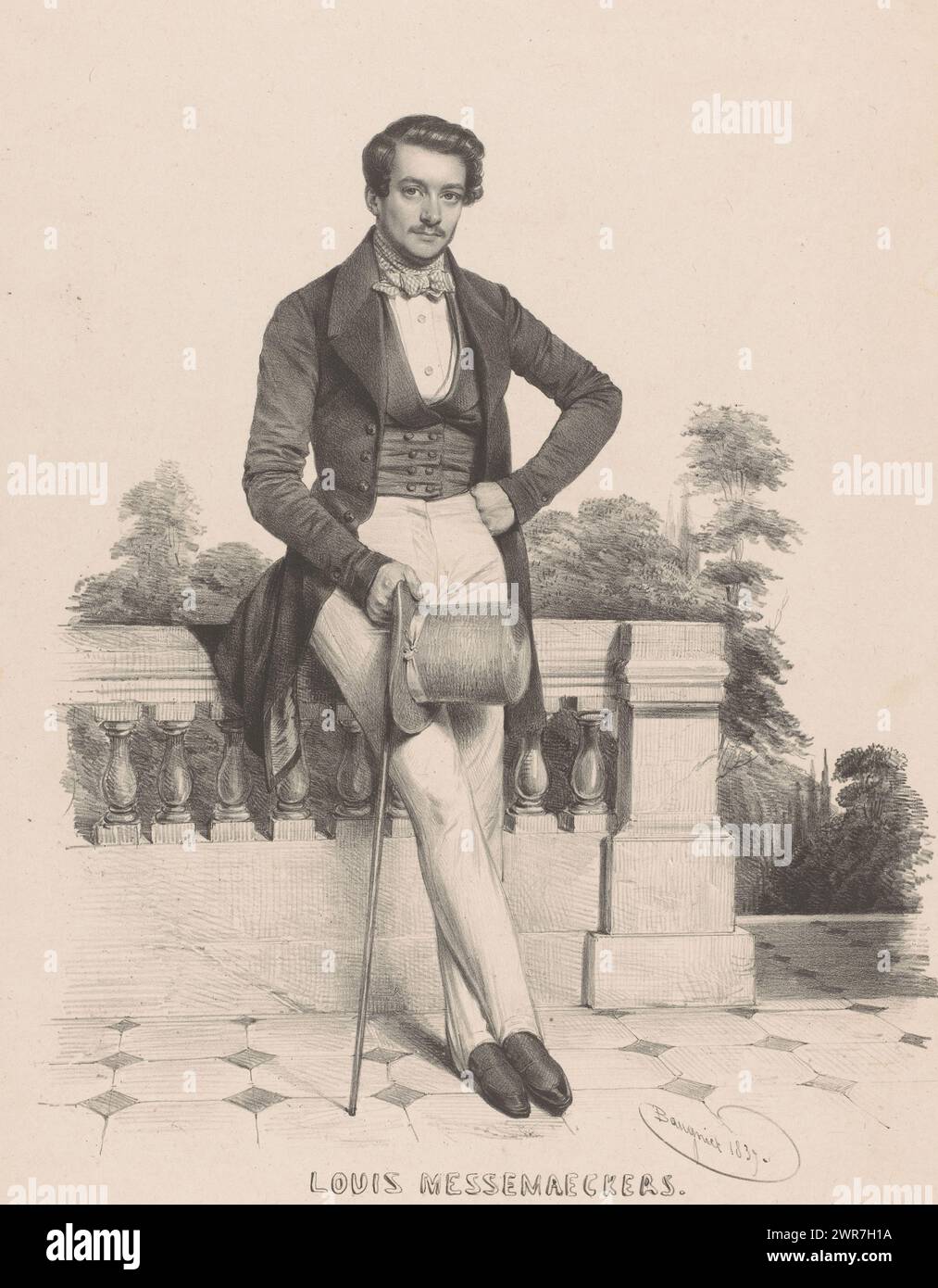 Portrait de Louis Messemaeckers, Louis Messemaeckers (titre sur objet), imprimeur : Charles Baugniet, 1837, papier, hauteur 517 mm × largeur 404 mm, tirage Banque D'Images