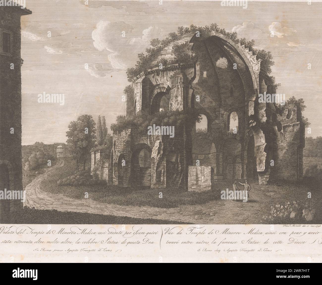 Vue du temple de Minerva Medica, vues de Rome (titre de la série), imprimeur : François Morel, après dessin par : François Morel, éditeur : Agapito Franzetti, Rome, 1798, papier, gravure, hauteur 370 mm × largeur 483 mm, impression Banque D'Images