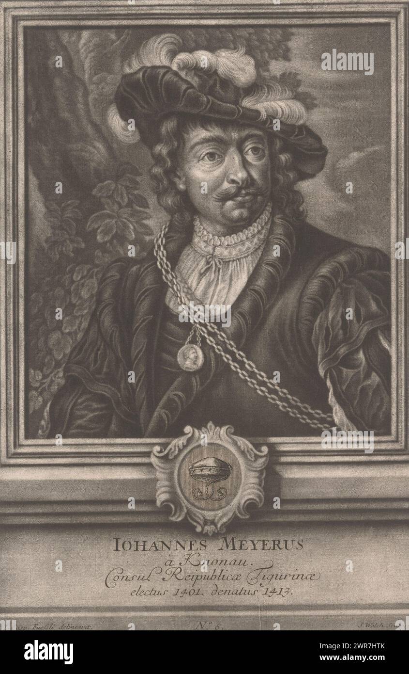 Portrait de Johannes Meyer von Kronau, imprimeur : Sebastian Walch, d'après le dessin de : Johann Caspar Füssli, 1731 - 1788, papier, hauteur 315 mm × largeur 212 mm, tirage Banque D'Images