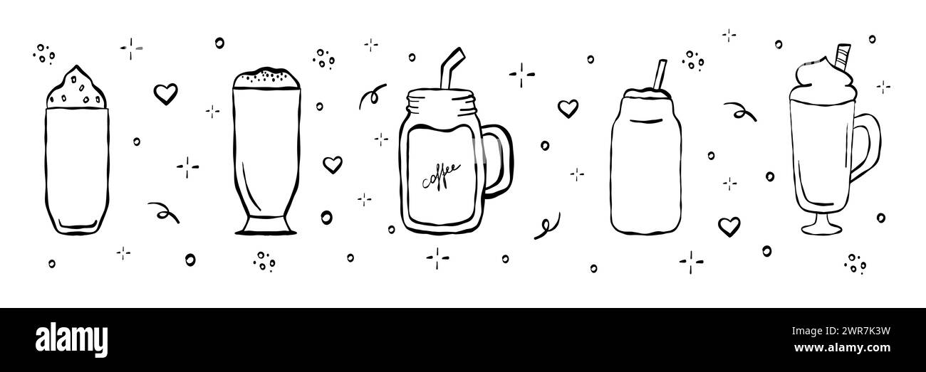 Placez le café dans un croquis de style griffon en verre. En mug, verre. Illustrations vectorielles Doodle isolées sur fond blanc. Boisson de café . Espresso, Banque D'Images Placez le café dans un croquis de style griffon en verre. En mug, verre. Illustrations vectorielles Doodle isolées sur fond blanc. Boisson de café . Espresso, Banque D'Images