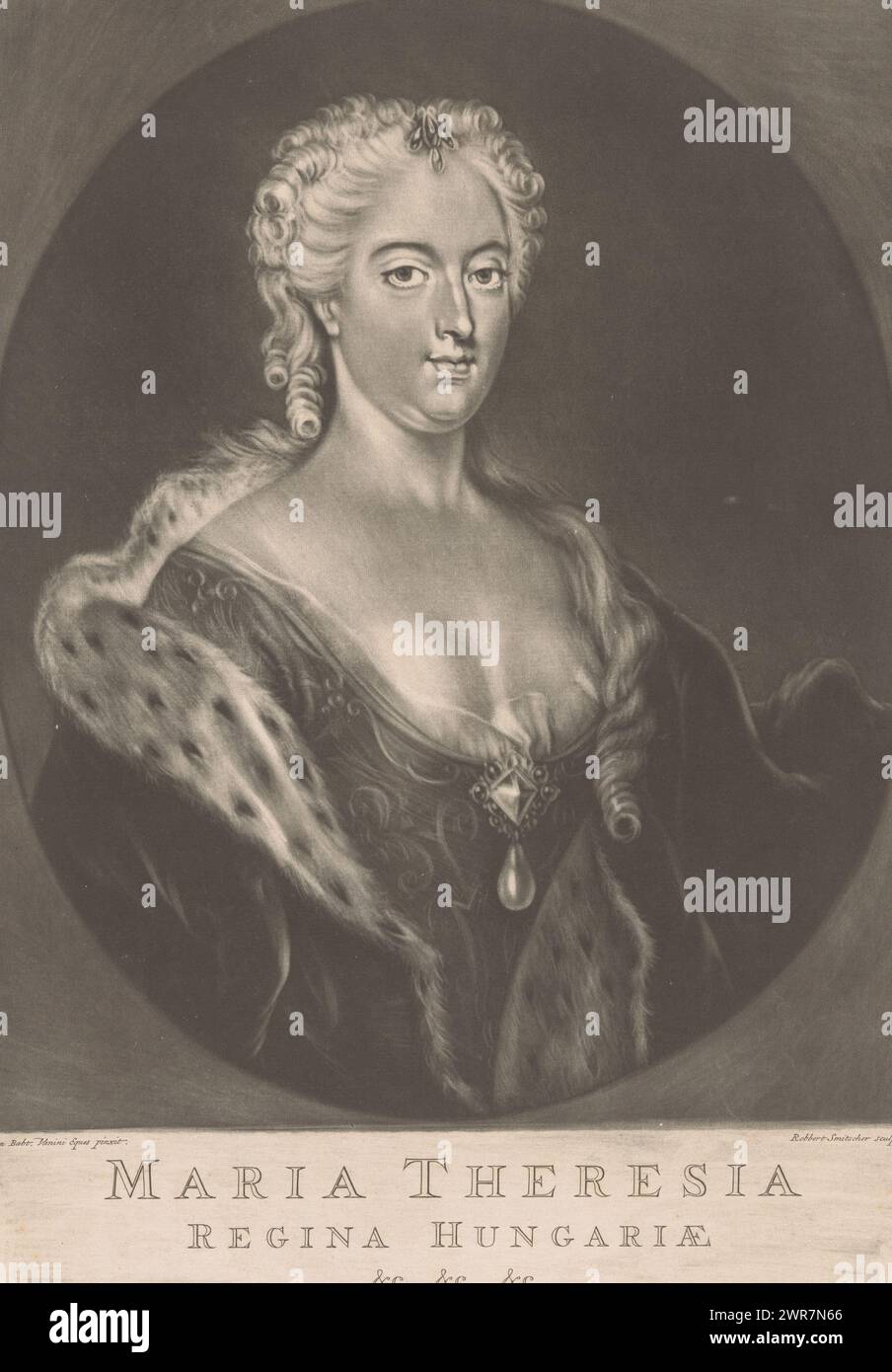 Portrait de Maria Theresia, impératrice romano-allemande, imprimeur : Robert Smitscher, d'après peinture par : Jan Baptist Vanini, 1740 - 1799, papier, hauteur 351 mm × largeur 245 mm, tirage Banque D'Images