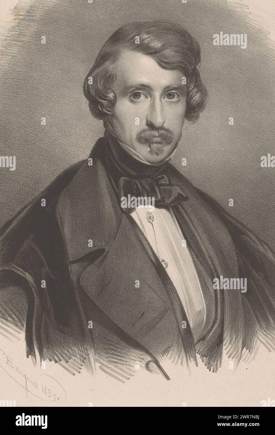 Portrait de Pierre Kremer, imprimeur : Charles Baugniet, d'après Gustave Wappers, 1839, papier, hauteur 339 mm × largeur 248 mm, tirage Banque D'Images