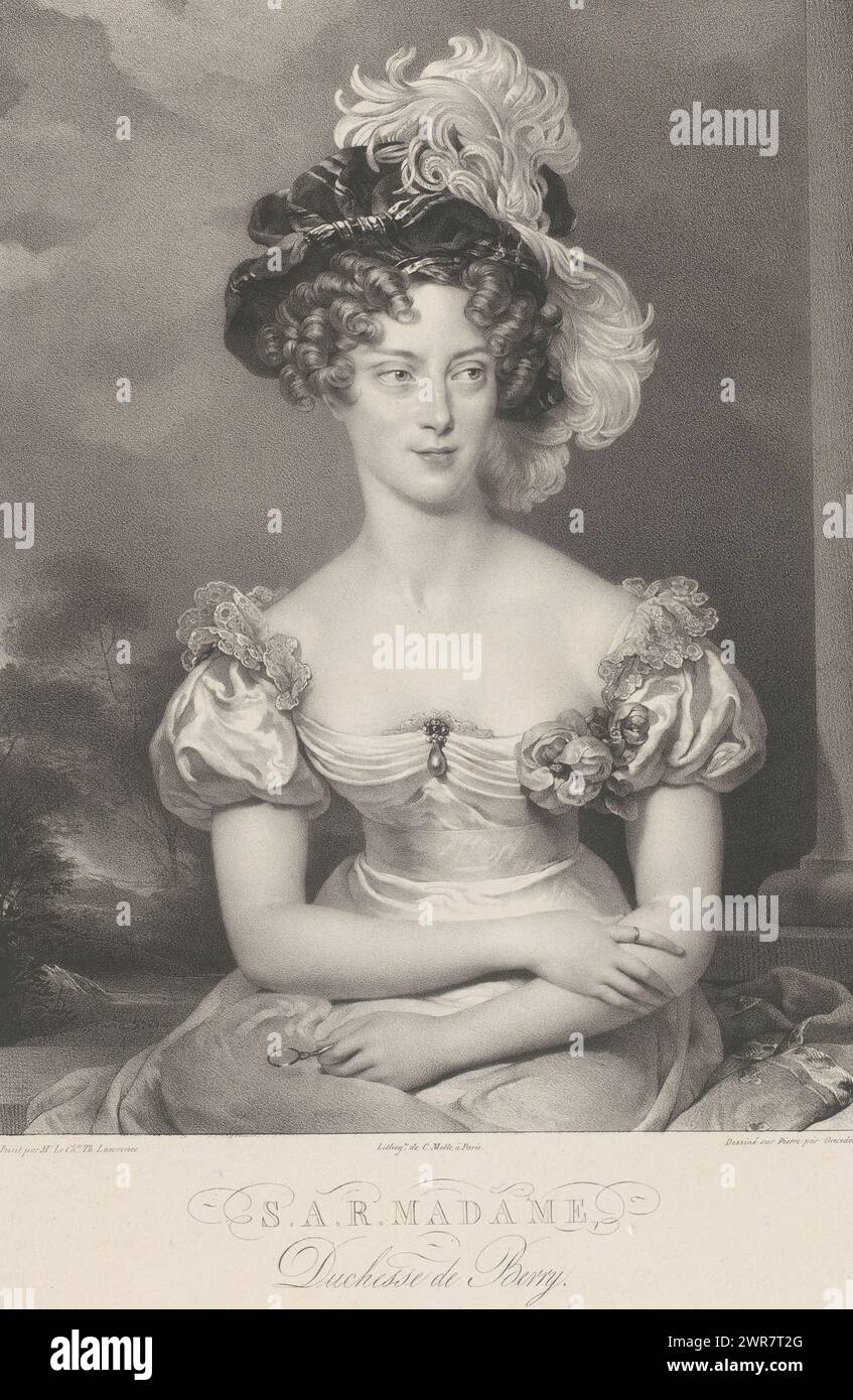 Portrait de Maria Carolina de Bourbon-Sicile, S.A.R. Madame Duchesse de Berry (titre sur objet), imprimeur : Henri Grévedon, d'après peinture par : Thomas Lawrence, imprimeur : Charles Etienne Pierre Motte, Paris, v. 1829, papier, hauteur 558 mm × largeur 431 mm, tirage Banque D'Images