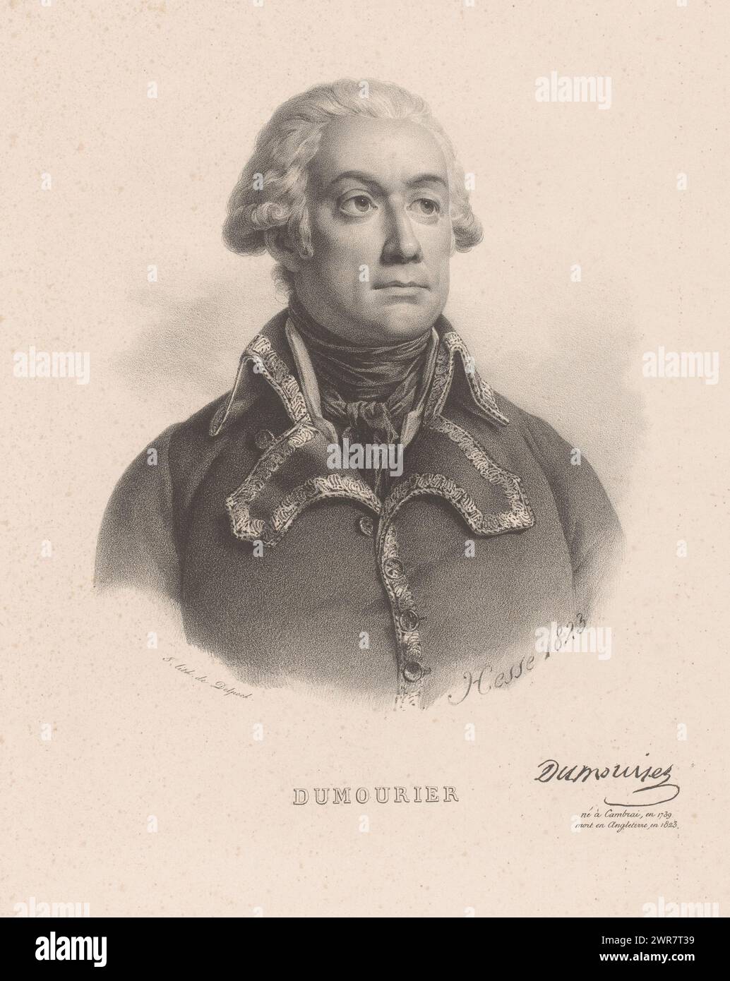 Portrait de Charles François Dumouriez, Dumourier (titre sur objet), imprimeur : Henri Joseph Hesse, imprimeur : François Séraphin Delpech, Paris, 1823, papier, hauteur 482 mm × largeur 317 mm, tirage Banque D'Images