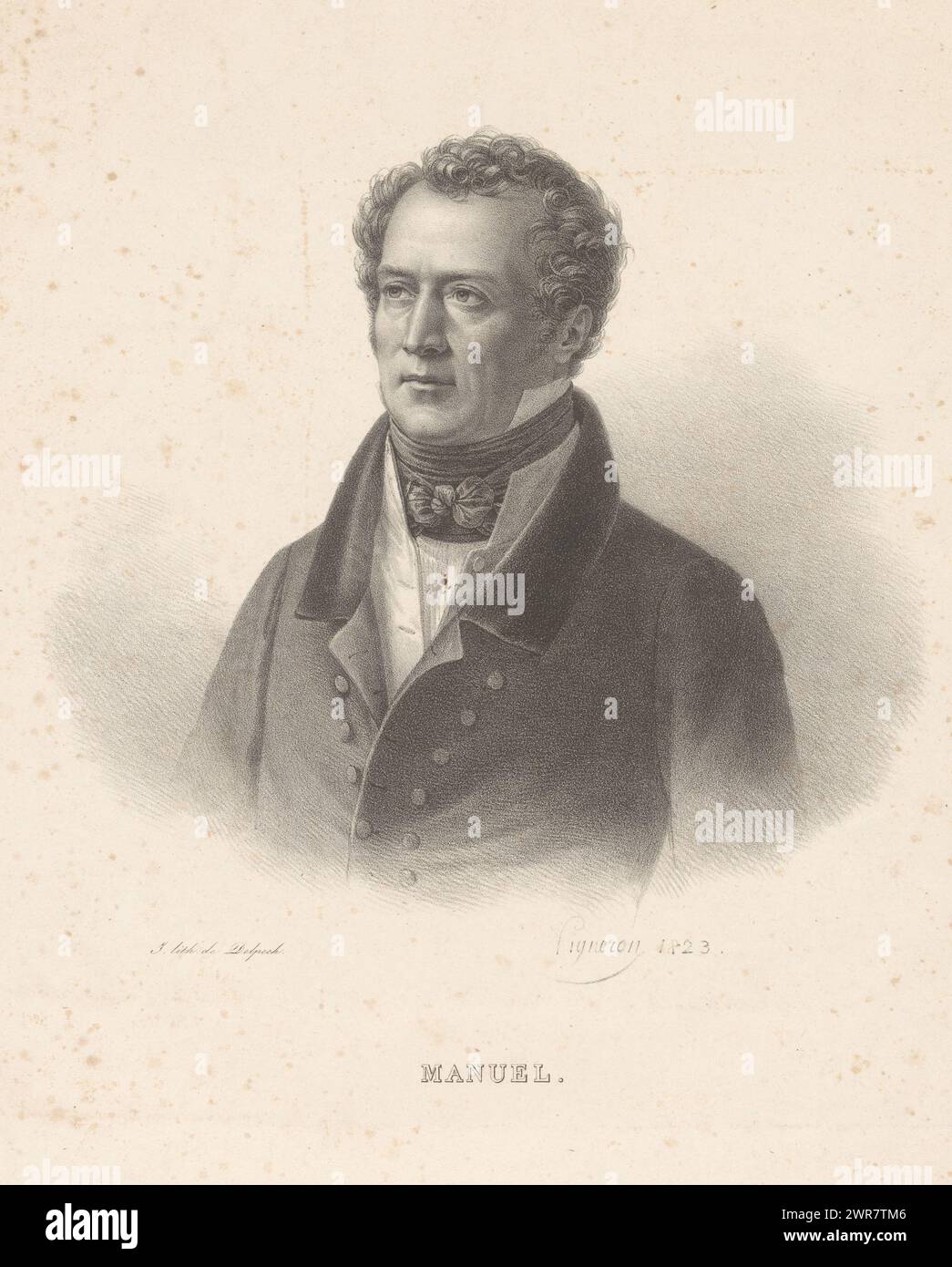 Portrait de Jacques-Antoine Manuel, Manuel (titre sur objet), imprimeur : Pierre Roch Vigneron, imprimeur : François Séraphin Delpech, Paris, 1823, papier, hauteur 474 mm × largeur 330 mm, tirage Banque D'Images