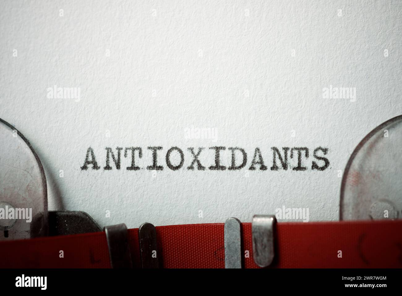 Antioxydants mot écrit avec une machine à écrire. Banque D'Images