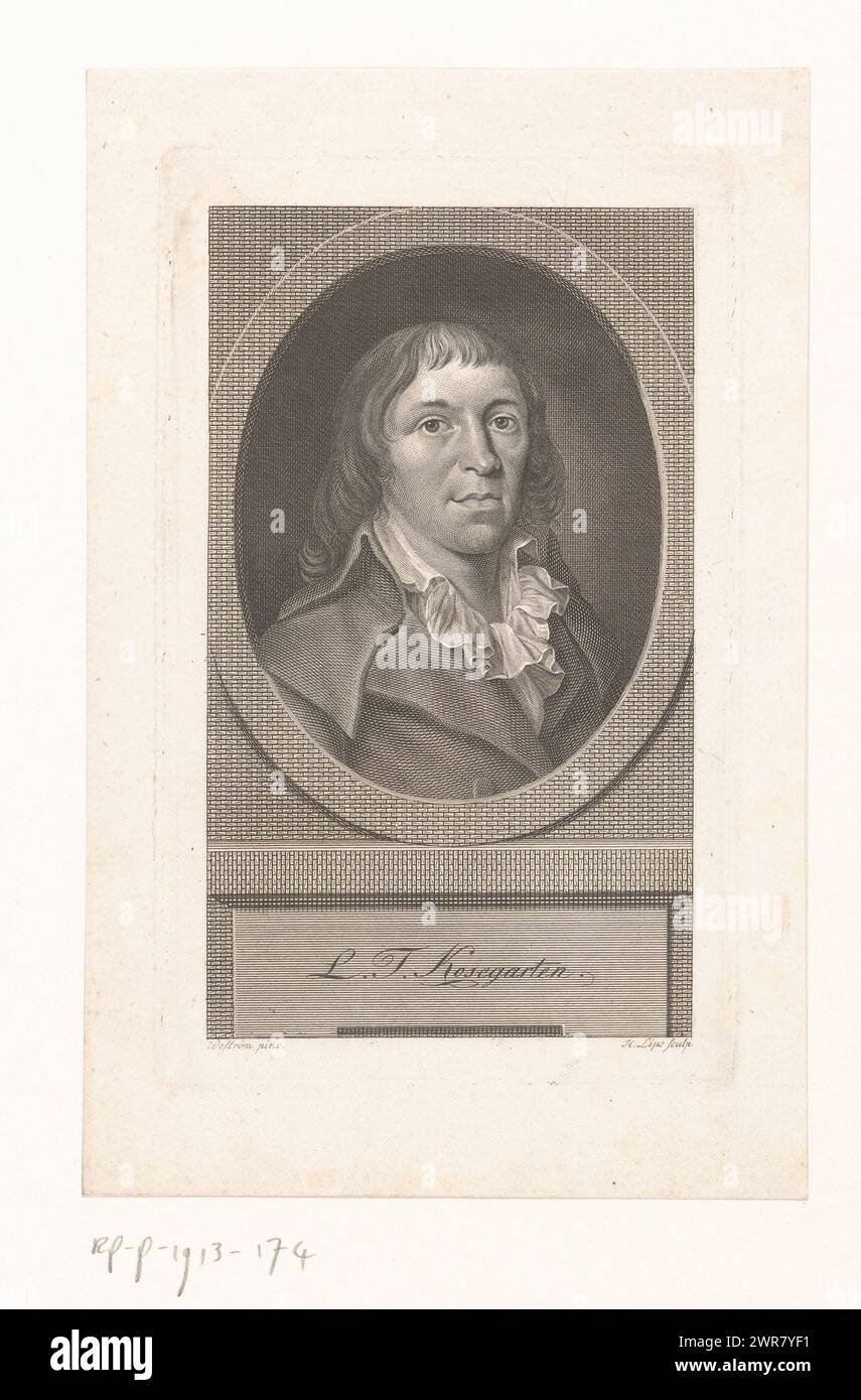 Portrait de Ludwig Gotthard Kosegarten, imprimeur : Johann Heinrich lèvres, après peinture par : Weström, 1768 - 1817, papier, gravure, hauteur 173 mm × largeur 110 mm, tirage Banque D'Images