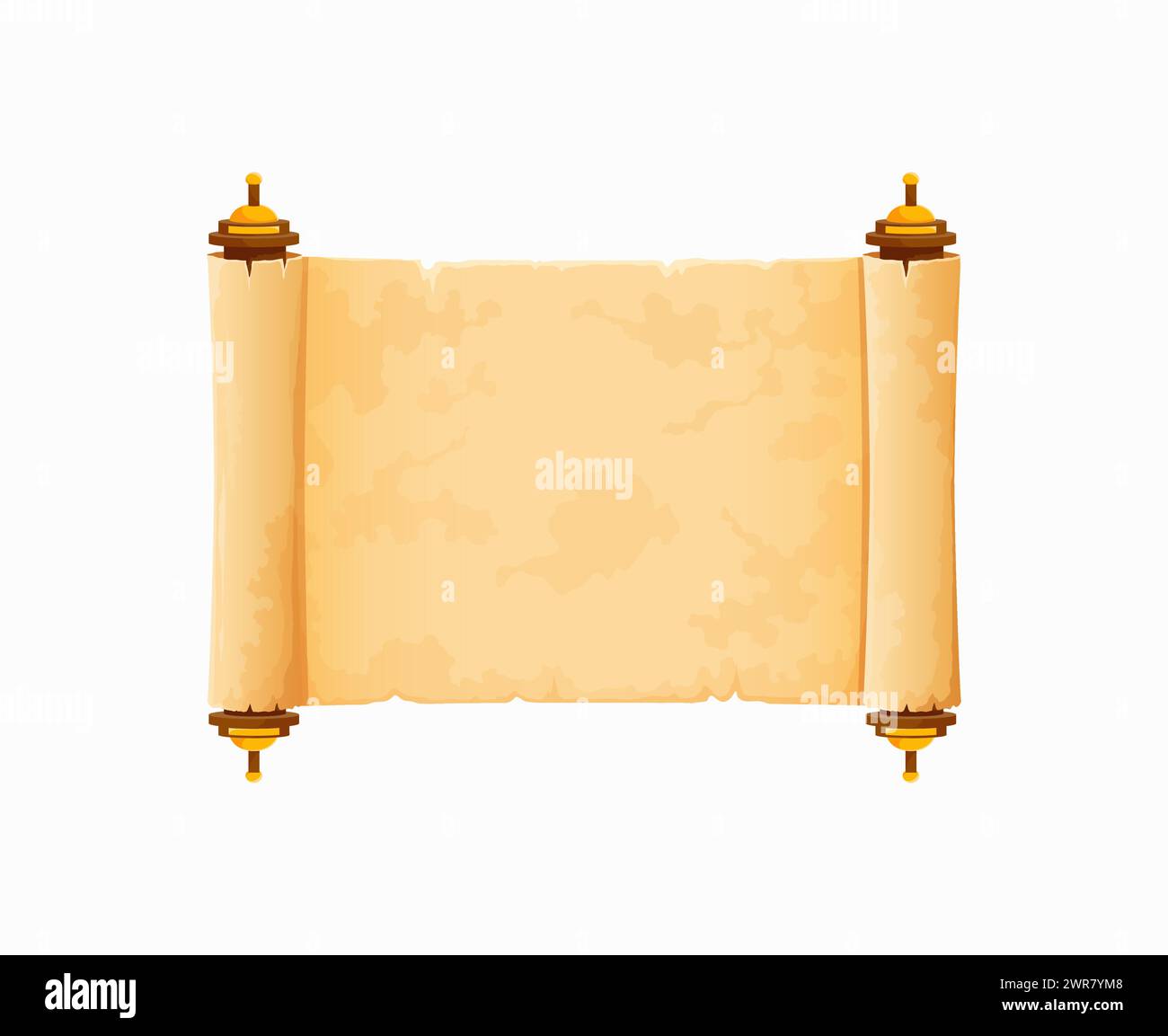 Cadre de jeu d'arcade, Egypte ancienne. Rouleau papyrus égyptien vintage. Ressource gui ou ui de vecteur de dessin animé pour le quiz de civilisation antique. Support d'écriture polyvalent pour hiéroglyphes, disques et textes religieux Illustration de Vecteur