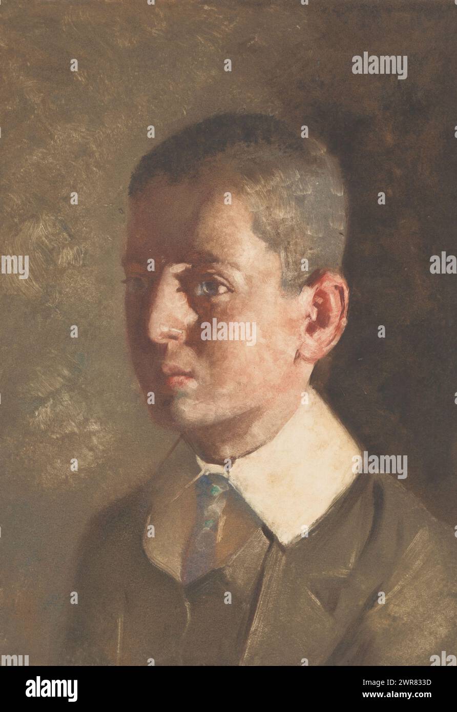 Portrait d'un garçon, imprimeur : Heinrich M. Krabbé, 1878 - 1931, papier, hauteur 646 mm × largeur 484 mm, tirage Banque D'Images