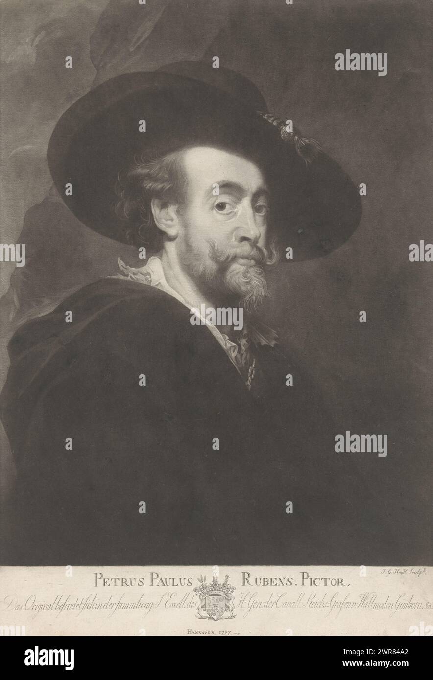 Autoportrait, imprimeur : Johann Gerard Huck, après peinture par : Peter Paul Rubens, Hanovre, 1797, papier, hauteur 435 mm × largeur 298 mm, tirage Banque D'Images