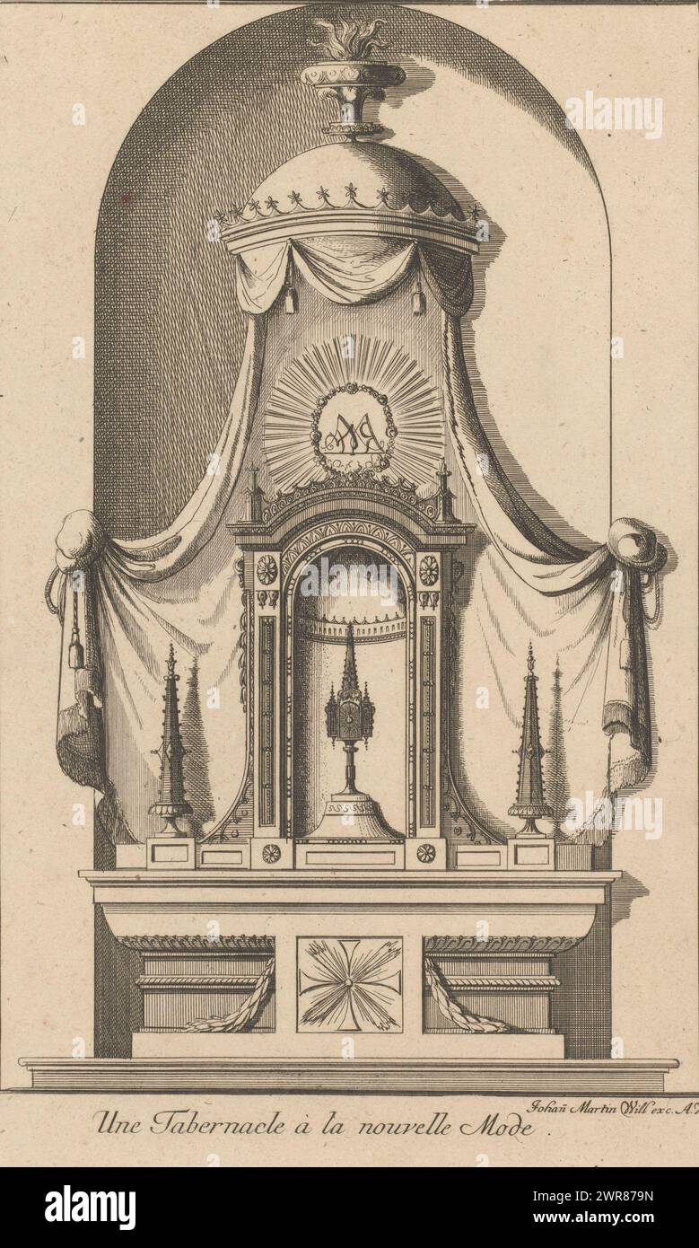 Tabernacle avec auvent, 66. Theil. Un tabernacle à la nouvelle mode (titre de la série sur objet), tabernacle avec des récipients liturgiques sous un auvent avec un vase., imprimeur : anonyme, après conception par : François Boucher, éditeur : Johann Martin Will, Augsbourg, 1737 - 1806, papier, gravure, gravure, hauteur 289 mm × largeur 204 mm, impression Banque D'Images