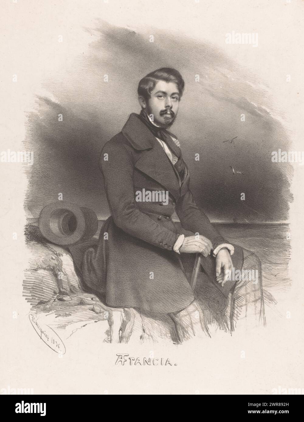 Portrait d'Alexandre Thomas Francia, AFrancia (titre sur objet), imprimeur : Charles Baugniet, 1836, papier, hauteur 505 mm × largeur 363 mm, tirage Banque D'Images