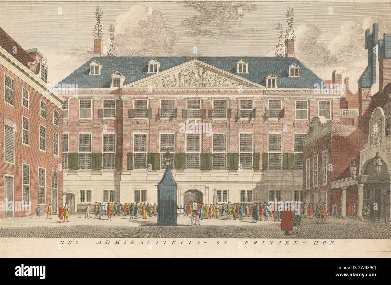 Vue de la cour du Prinsenhof (Cour de l'Amirauté) à Amsterdam, l'Amirauté ou Prinsen-hof (titre sur objet), imprimeur : anonyme, pays-Bas du Nord, 1765, papier, gravure, gravure, hauteur 294 mm, largeur 462 mm, impression Banque D'Images