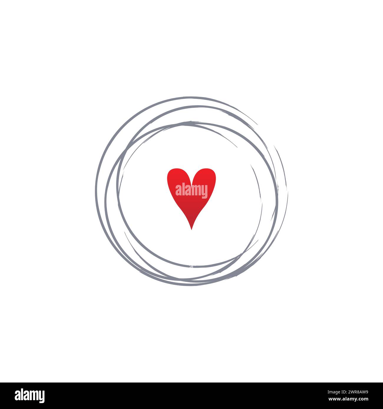 Logo coeur à ligne géométrique circulaire abstraite. Lignes abstraites circulaires avec icône de coeur dans le vecteur de conception de logo du milieu Illustration de Vecteur