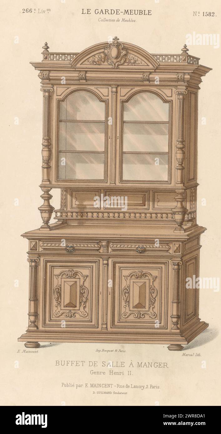 Ancien Buffet Haut Style Henri II – Bois, Dimensions 153x55,5x230 Cm, Occasion