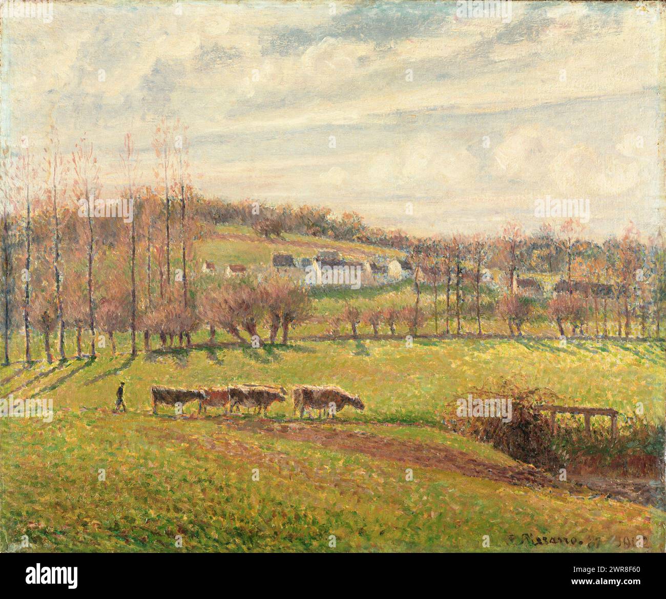 Toile Imprimée Camille Pissarro - Maisons De Paysans - Style Impressionnisme - Prête à Accrocher - Déco Salon/chambre