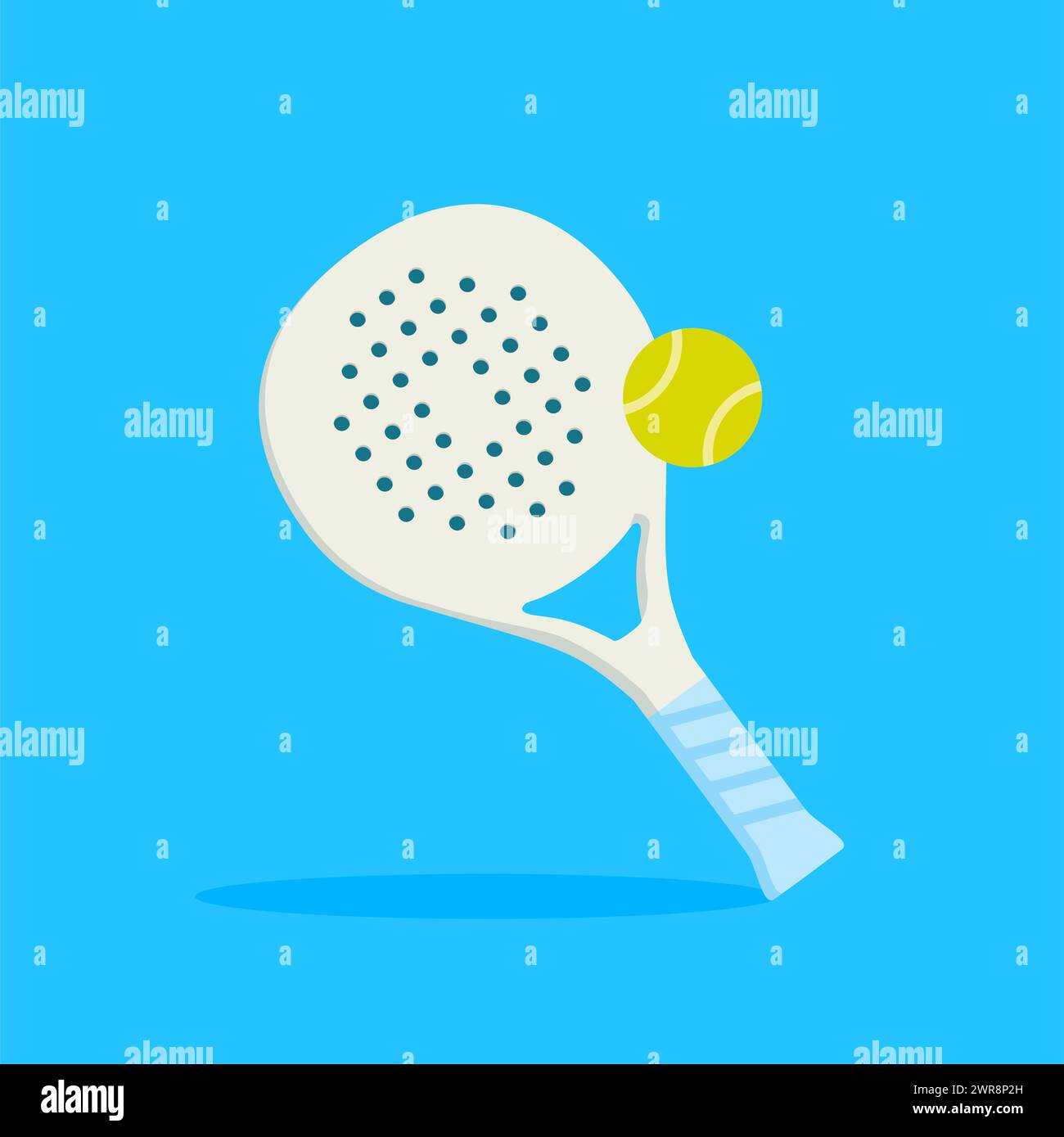raquette de tennis de padel vectoriel et une balle. raquette de padel sur fond bleu Illustration de Vecteur