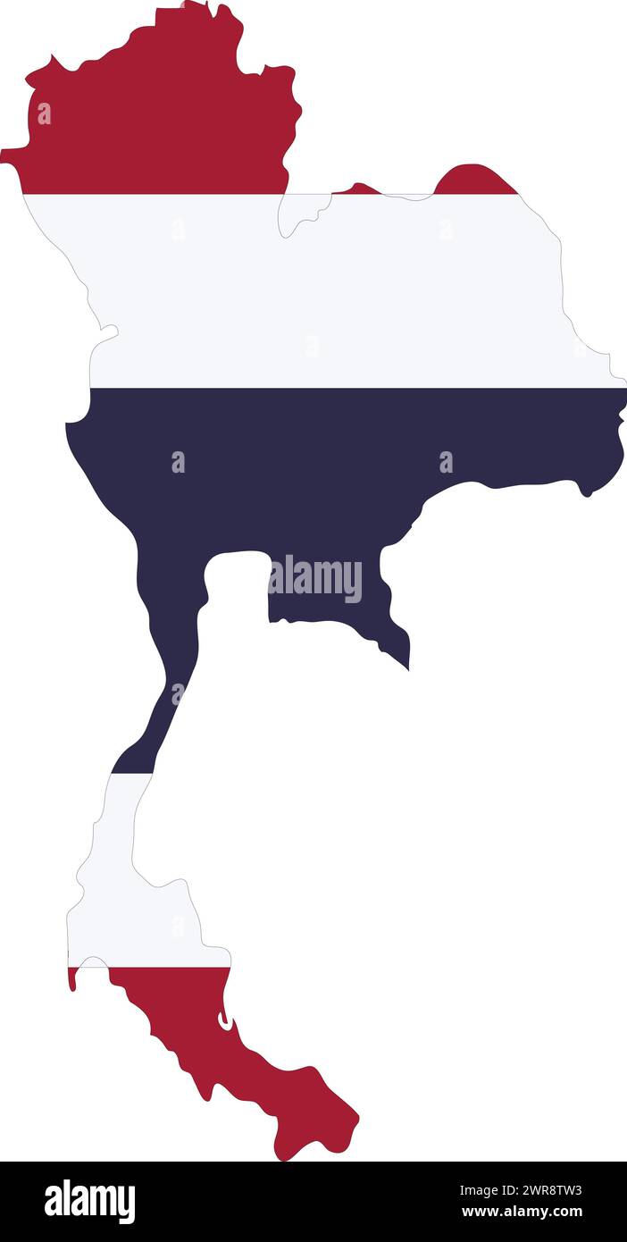 Drapeau de la Thaïlande carte, carte de la Thaïlande avec drapeau, carte du pays, Thaïlande avec drapeau, drapeau de la Nation Illustration de Vecteur