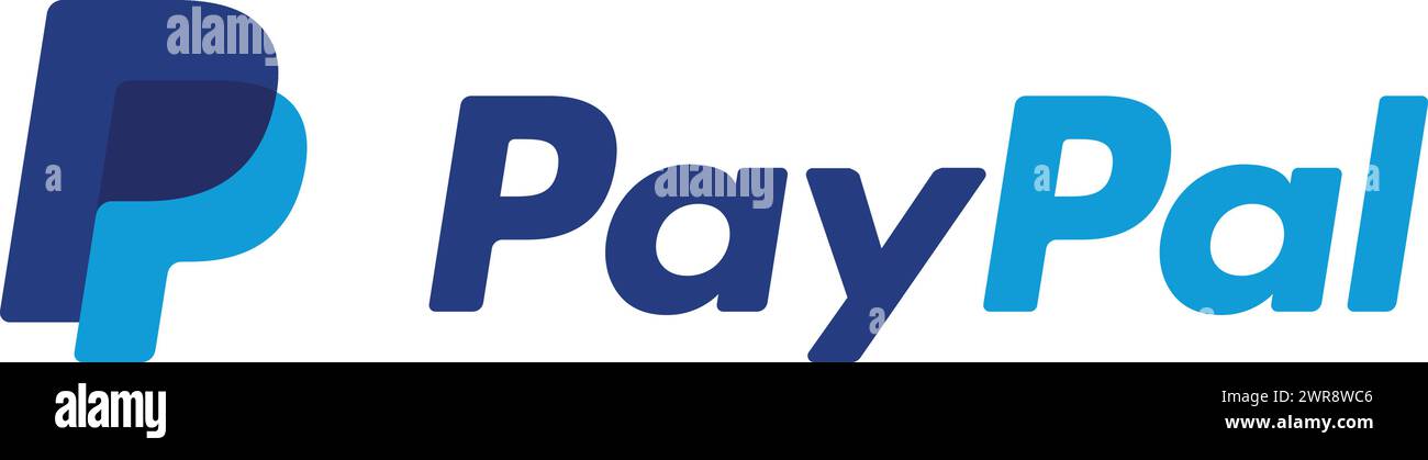 Logo PayPal, logo PayPal, système de paiement mondial, symbole d'évasion de paiement, carte d'argent logo PayPal, paiement numérique Illustration de Vecteur