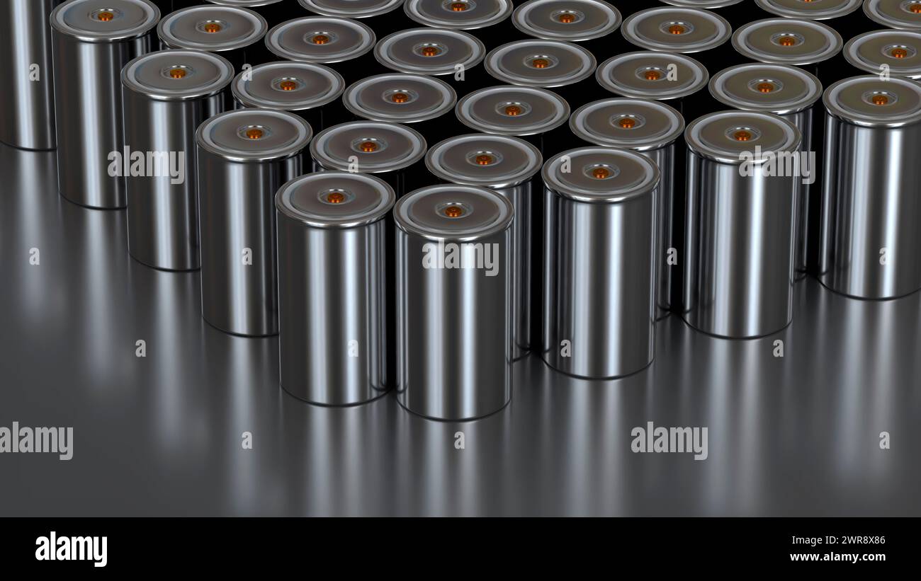 batterie de traction au lithium cylindrique au format groupe 4680 pour modules de batterie, accumulateurs de grande puissance et énergie pour véhicules électriques, Banque D'Images