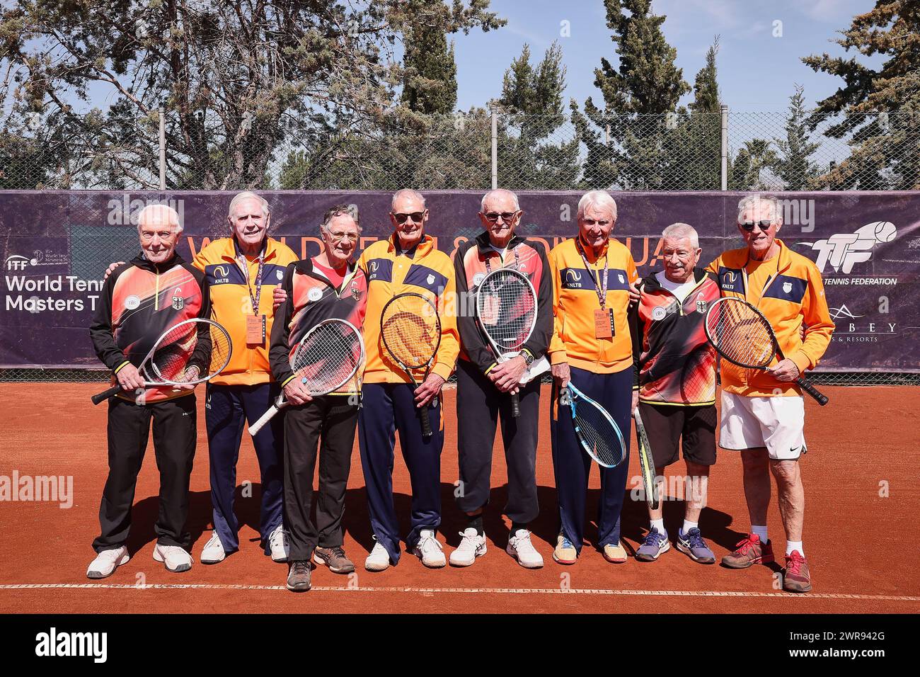 Manavgat, Antalya, Turquie. 11 mars 2024. Herbert Althaus (GER), Horst Haetti (GER), Werner Marx (GER) Capitaine, Kurt Stief (GER), Michael Van Berkel (NED) Capitaine, Peter Buter (NED), Robert Kuijpers (NED), Dinant Haslinghuis (NED) lors des 2024 Championnats du monde par équipe et individuel 65-85 (image crédit : © Mathias Schulz/ZUMA Press Wire) USAGE ÉDITORIAL SEULEMENT! Non destiné à UN USAGE commercial ! Banque D'Images