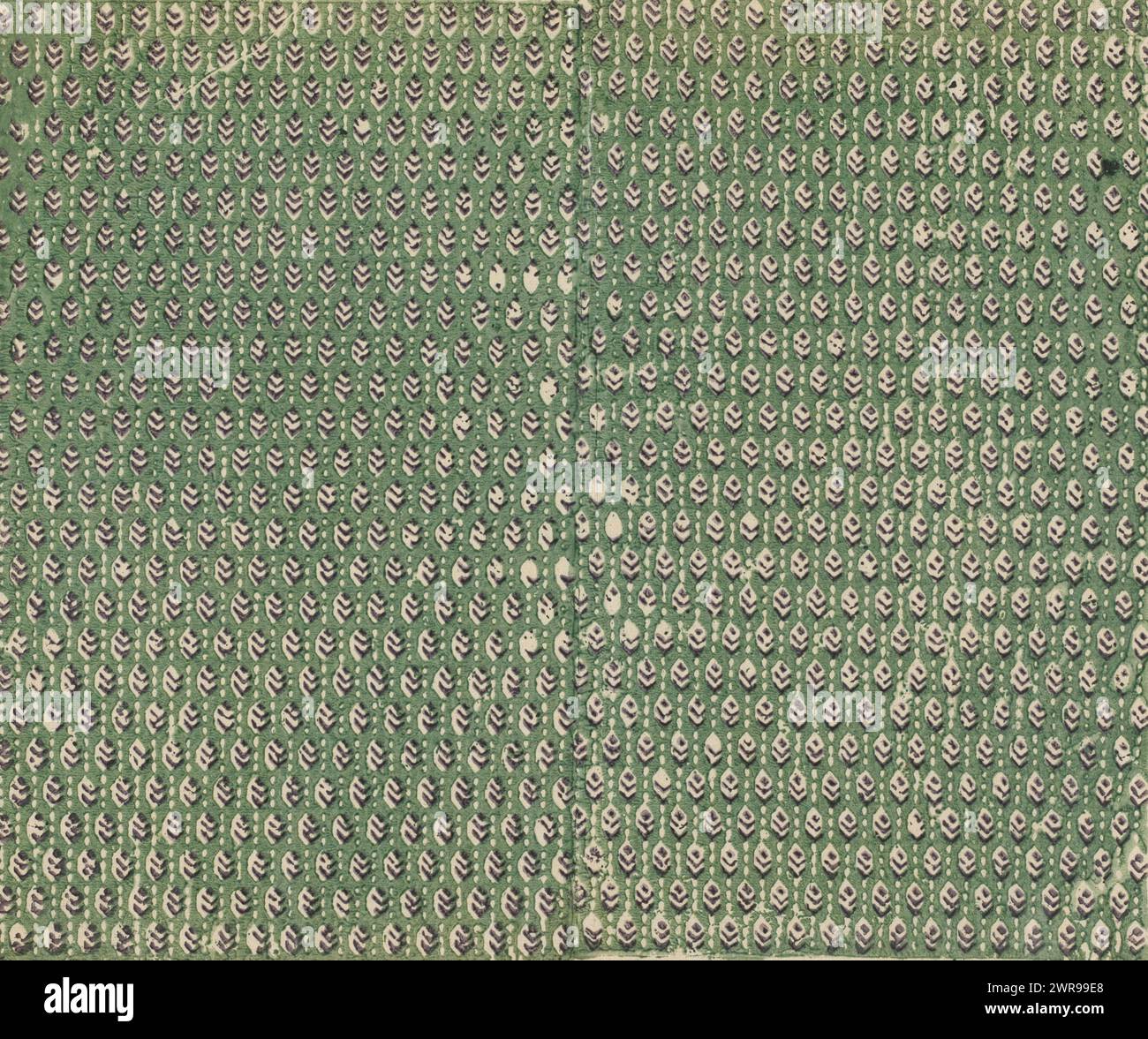 Feuille avec motif de dispersion de motif de feuille, éditeur : anonyme, 1750 - 1950, papier, impression par blocs (procédé d'impression en relief), laquage, hauteur 375 mm × largeur 455 mm Banque D'Images
