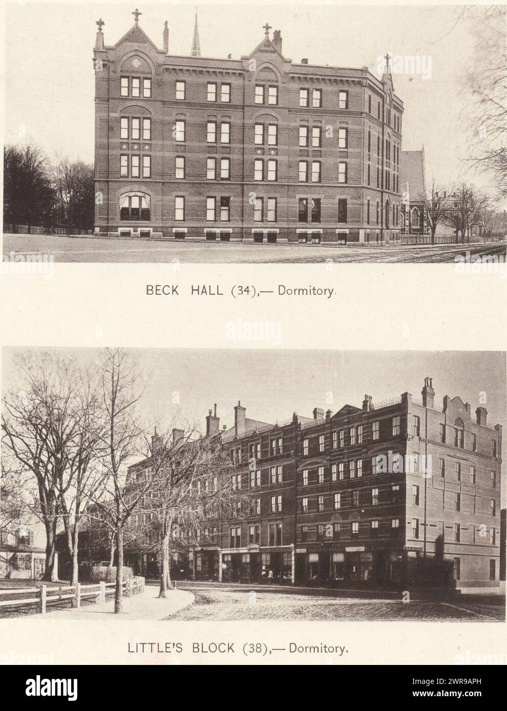 Beck Hall, Little's Block (titre sur l'objet), fabricant : Anonymous, Cambridge (ma), c. 1881 - en 1886 ou avant, papier, collotype, hauteur 168 mm × largeur 126 mm, impression photomécanique Banque D'Images