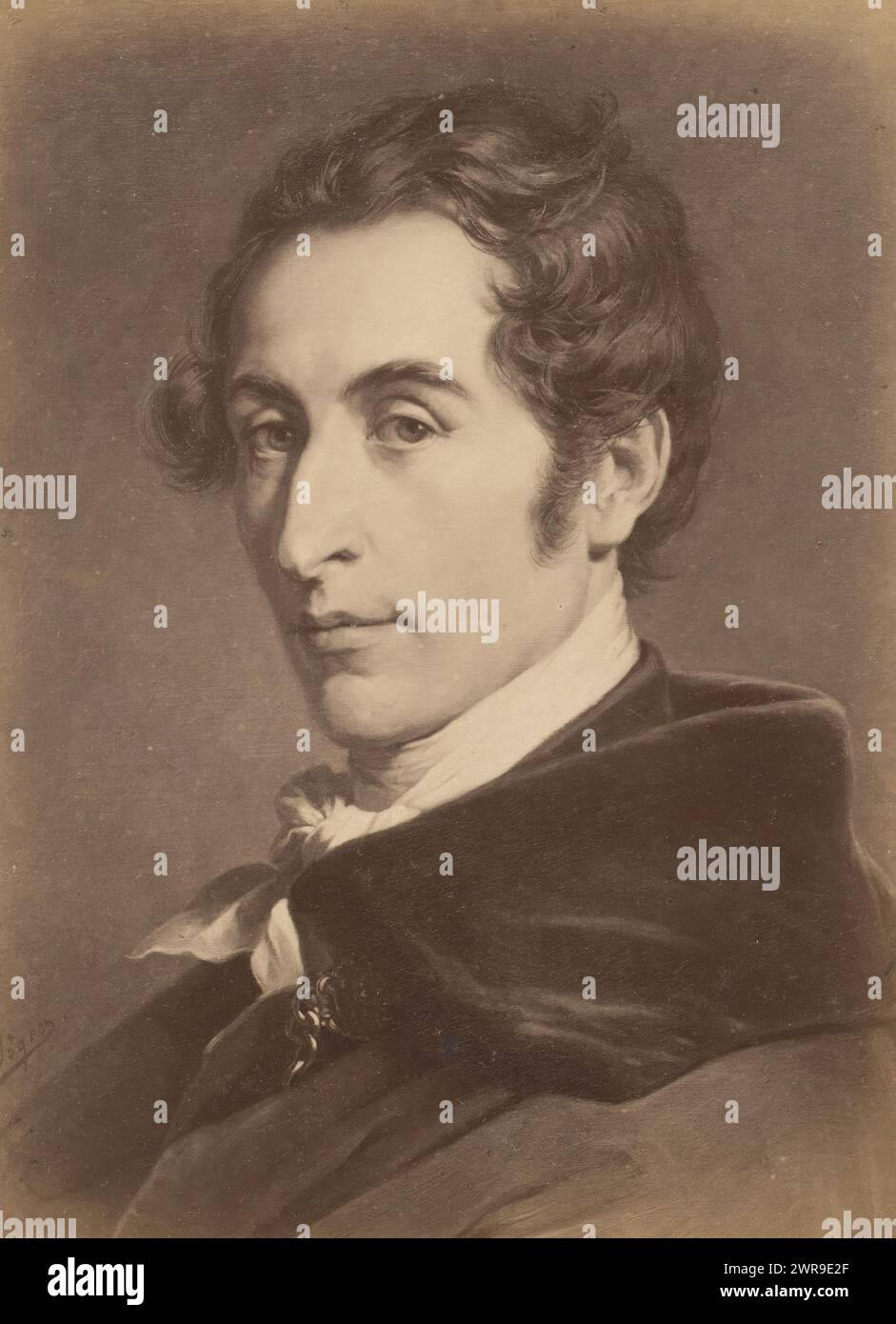 Reproduction photo d'un portrait peint de Carl Maria von Weber par Carl Jaeger, cette photo fait partie d'un album., Friedrich Bruckmann, d'après la peinture par : Carl Jaeger, 1870 - 1890, carton, tirage à l'albumen, hauteur 134 mm × largeur 96 mm, photographie Banque D'Images