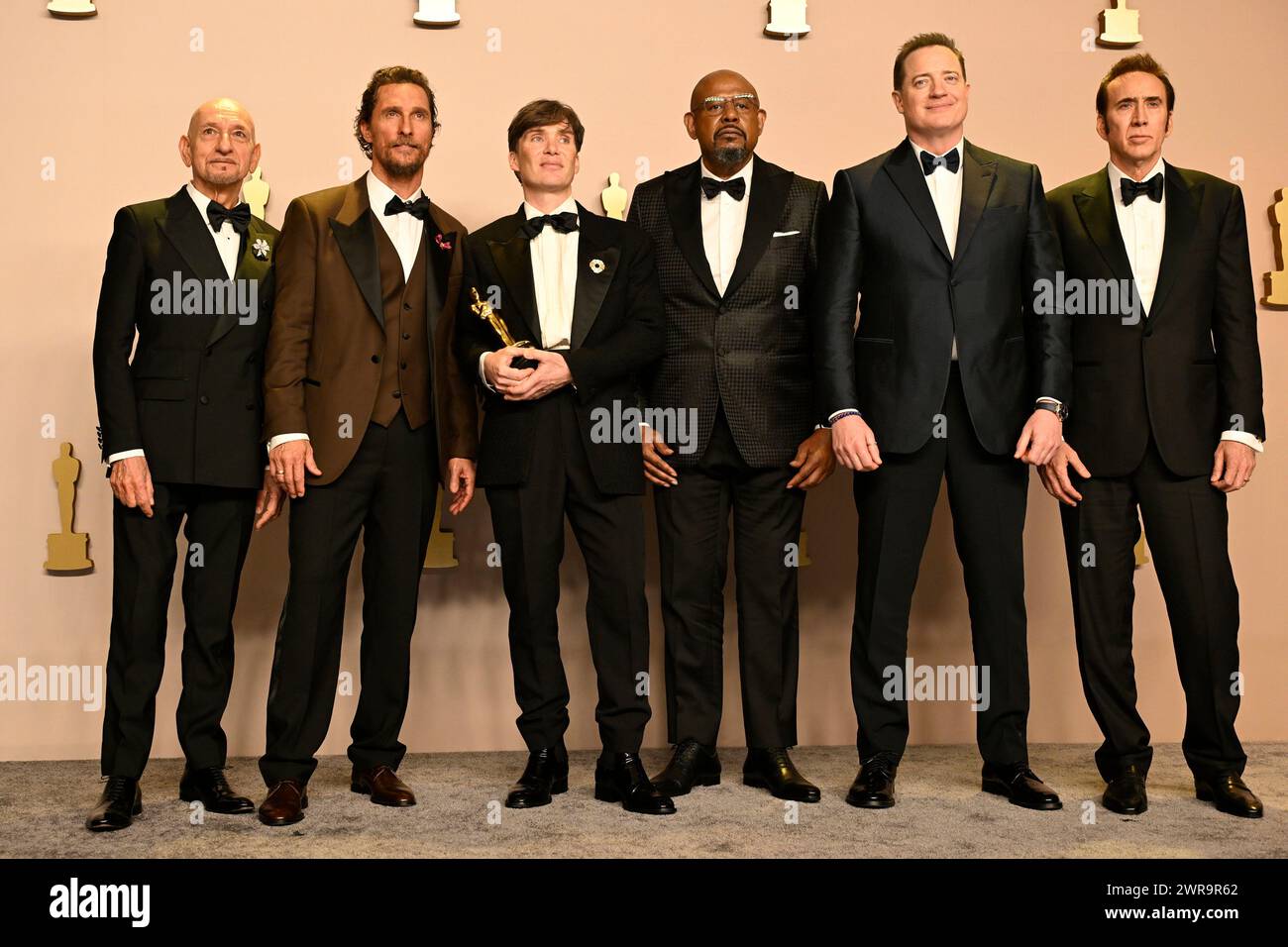 Los Angeles, Californie 10 mars 2024. Ben Kingsley, Matthew McConaughey, Cillian Murphy, Forest Whitaker, Brendan Fraser et Nicolas cage lors de la 96e cérémonie des Oscars de presse à l'Ovation Hollywood le 10 mars 2024 à Los Angeles, Californie. Crédit : Valerie Goodloe/Media Punch/Alamy Live News Banque D'Images Los Angeles, Californie 10 mars 2024. Ben Kingsley, Matthew McConaughey, Cillian Murphy, Forest Whitaker, Brendan Fraser et Nicolas cage lors de la 96e cérémonie des Oscars de presse à l'Ovation Hollywood le 10 mars 2024 à Los Angeles, Californie. Crédit : Valerie Goodloe/Media Punch/Alamy Live News Banque D'Images