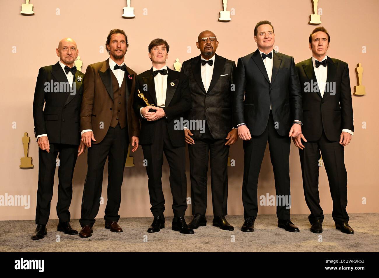 Los Angeles, Californie 10 mars 2024. Ben Kingsley, Matthew McConaughey, Cillian Murphy, Forest Whitaker, Brendan Fraser et Nicolas cage lors de la 96e cérémonie des Oscars de presse à l'Ovation Hollywood le 10 mars 2024 à Los Angeles, Californie. Crédit : Valerie Goodloe/Media Punch/Alamy Live News Banque D'Images Los Angeles, Californie 10 mars 2024. Ben Kingsley, Matthew McConaughey, Cillian Murphy, Forest Whitaker, Brendan Fraser et Nicolas cage lors de la 96e cérémonie des Oscars de presse à l'Ovation Hollywood le 10 mars 2024 à Los Angeles, Californie. Crédit : Valerie Goodloe/Media Punch/Alamy Live News Banque D'Images