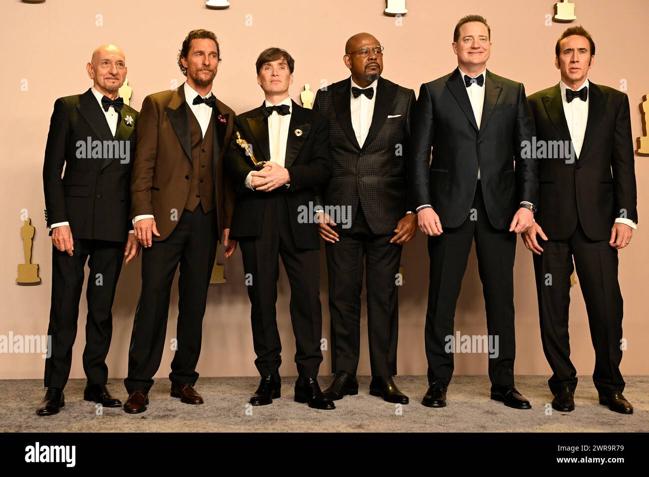 Los Angeles, Californie 10 mars 2024. Ben Kingsley, Matthew McConaughey, Cillian Murphy, Forest Whitaker, Brendan Fraser et Nicolas cage lors de la 96e cérémonie des Oscars de presse à l'Ovation Hollywood le 10 mars 2024 à Los Angeles, Californie. Crédit : Valerie Goodloe/Media Punch/Alamy Live News Banque D'Images Los Angeles, Californie 10 mars 2024. Ben Kingsley, Matthew McConaughey, Cillian Murphy, Forest Whitaker, Brendan Fraser et Nicolas cage lors de la 96e cérémonie des Oscars de presse à l'Ovation Hollywood le 10 mars 2024 à Los Angeles, Californie. Crédit : Valerie Goodloe/Media Punch/Alamy Live News Banque D'Images