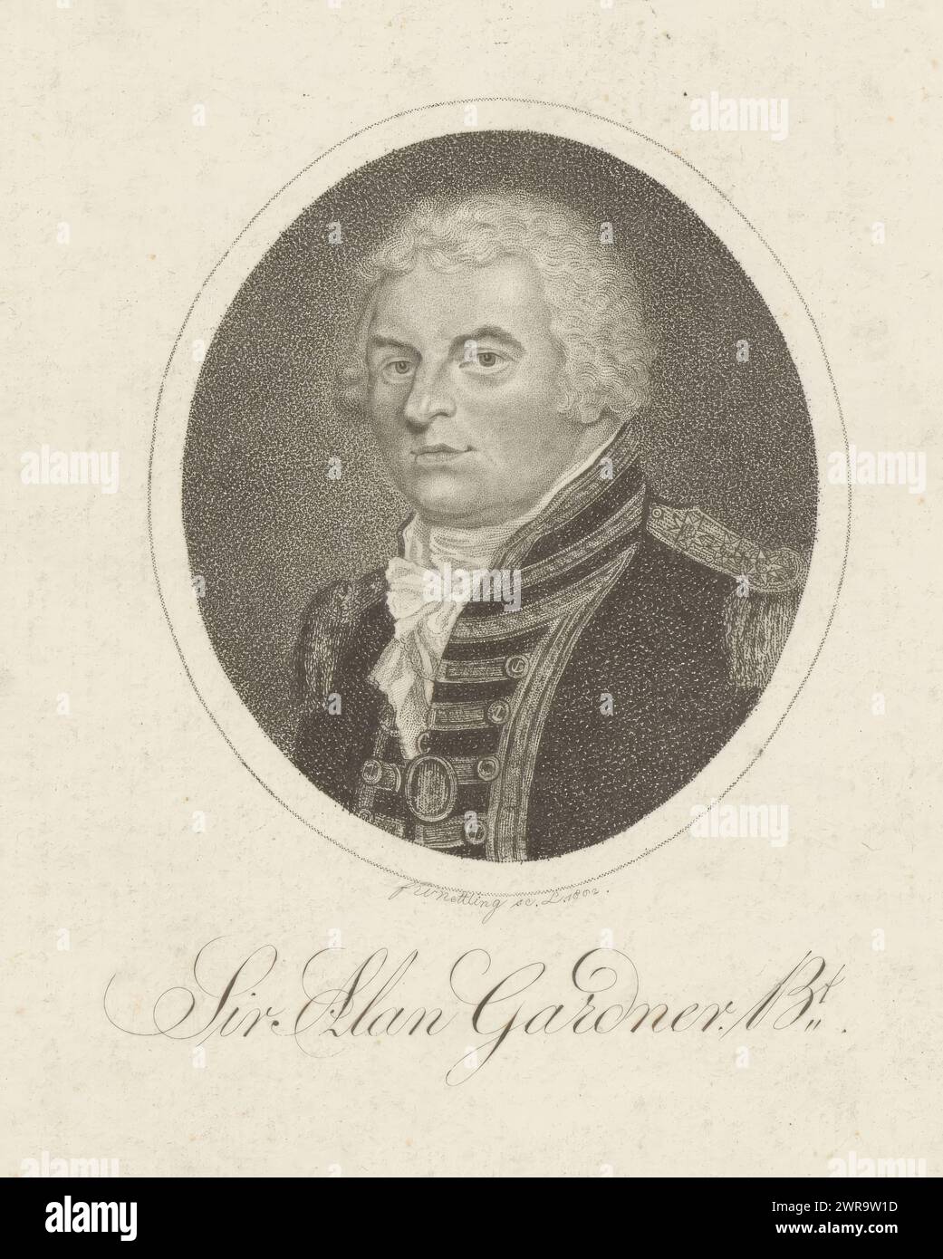 Portrait d'Alan Gardner, imprimeur : Friedrich Wilhelm Nettling, 1793 - 1824, papier, hauteur 157 mm × largeur 120 mm, tirage Banque D'Images