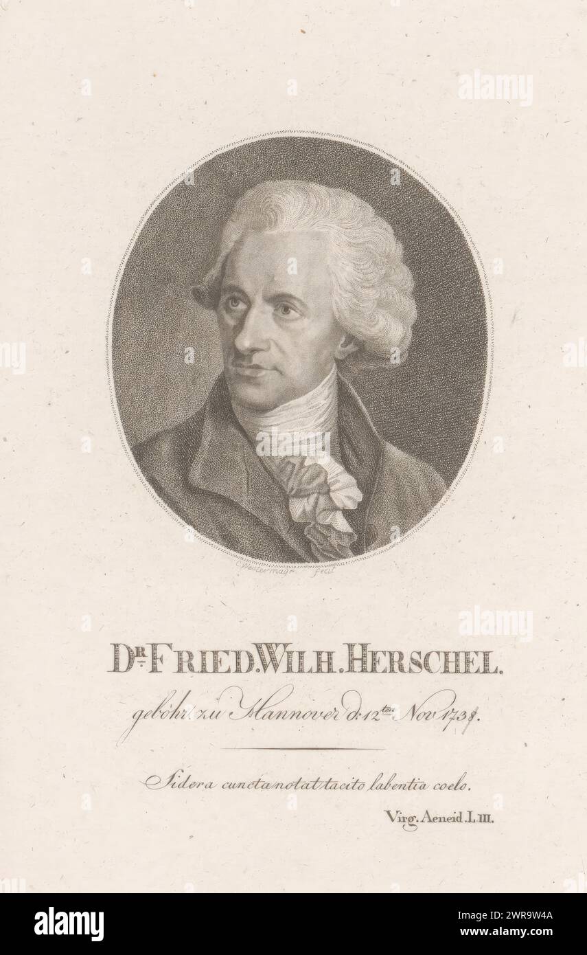 Portrait de Sir Frederick William Herschel, imprimeur : Konrad Westermayr, Publius Vergilius Maro, Allemagne, 1775 - 1834, papier, hauteur 175 mm × largeur 100 mm, impression Banque D'Images