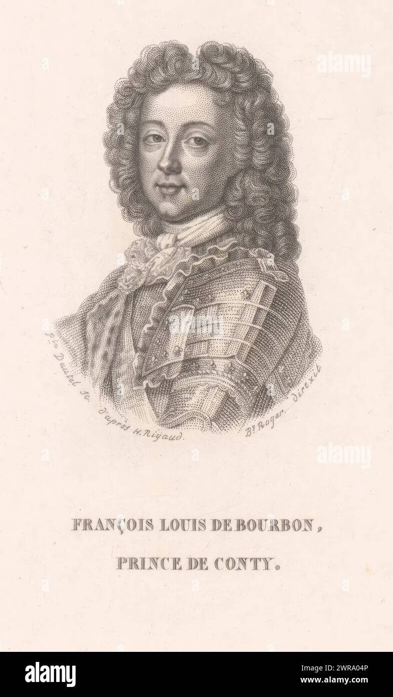 Portrait de François Louis de Bourbon-Conti, François Louis de Bourbon, prince de Conti. (Titre sur objet), imprimeur : Pamela Dautel, d'après la conception de : Hyacinthe Rigaud, Barthélémy Joseph Fulcran Roger, France, 1825 - 1845, papier, hauteur 219 mm × largeur 144 mm, tirage Banque D'Images