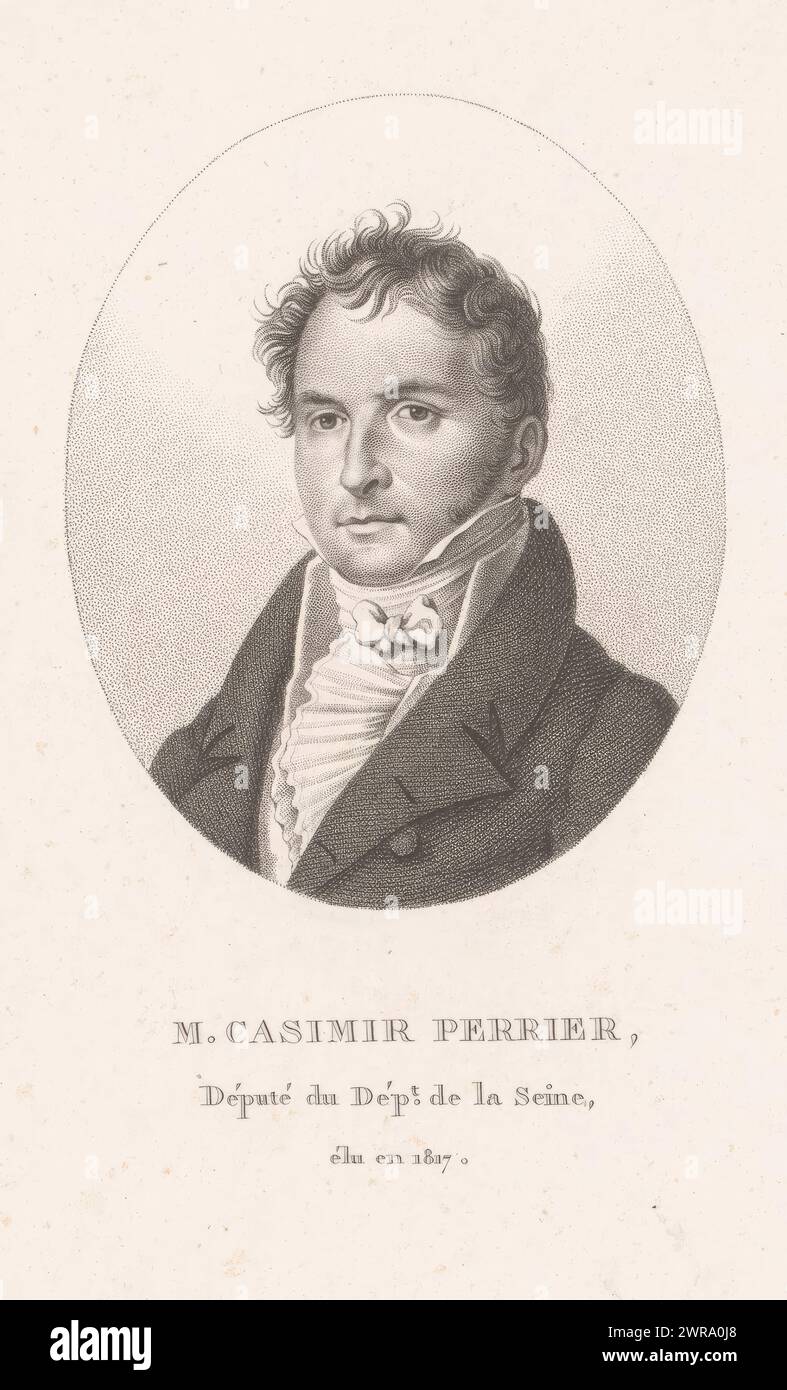 Portrait de Casimir-Pierre Périer, imprimeur : Ambroise Tardieu, Paris, 1820 - 1821, papier, gravure, hauteur 216 mm × largeur 134 mm, impression Banque D'Images