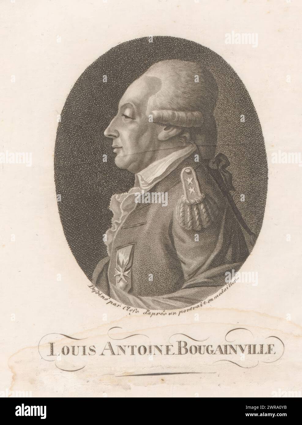 Portrait de Louis-Antoine de Bougainville, imprimeur : Konrad Westermayr, d'après le dessin de : Jean-Henri Cless, Allemagne, 1784 - 1834, papier, hauteur 152 mm × largeur 107 mm, tirage Banque D'Images