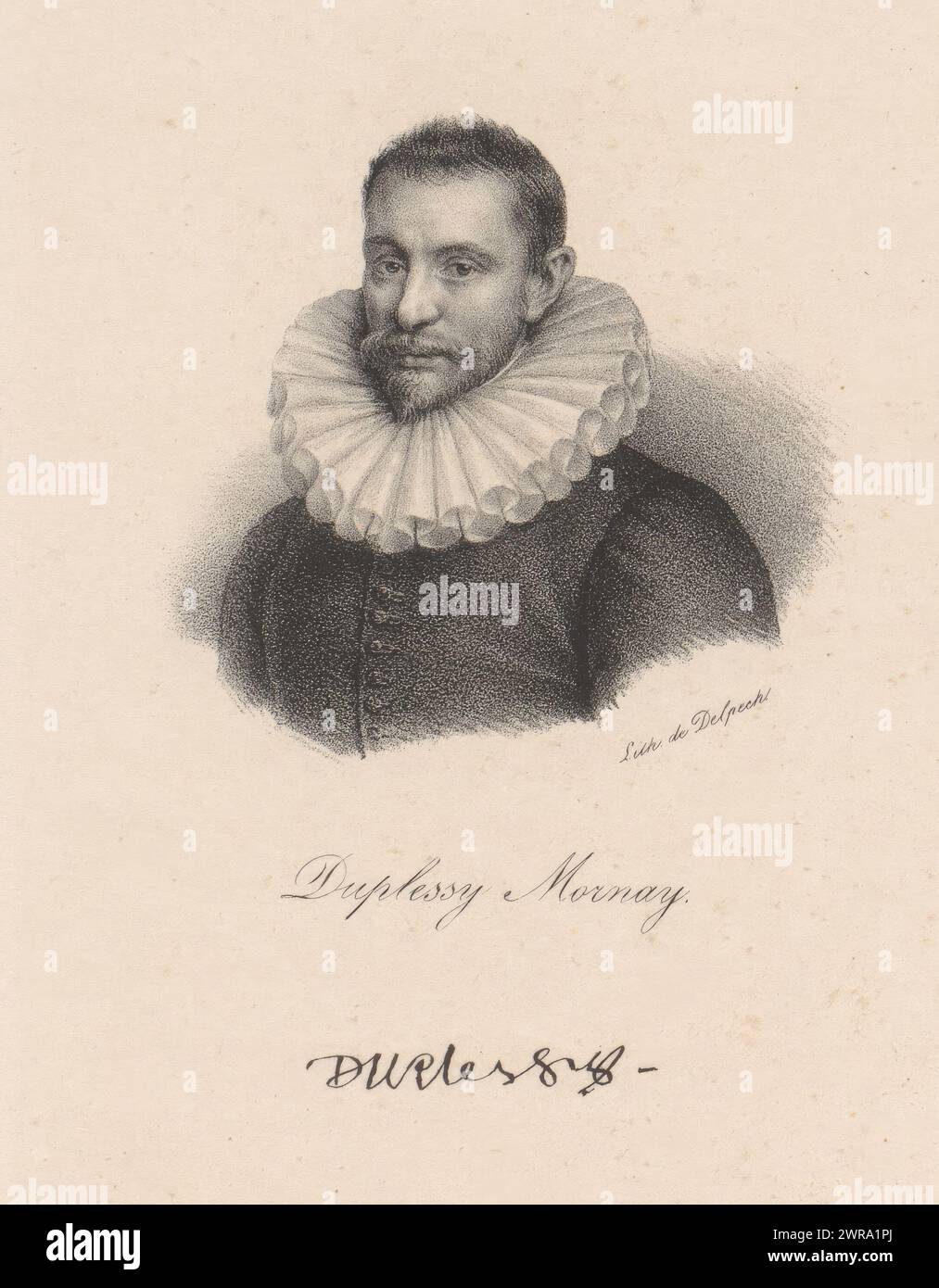 Portrait de Philippe du Plessis-Mornay, Duplessy Mornay (titre sur objet), imprimeur : anonyme, imprimeur : veuve Delpech (Naudet), Paris, en 1818 ou après - en 1842, papier, hauteur 272 mm × largeur 181 mm, tirage Banque D'Images