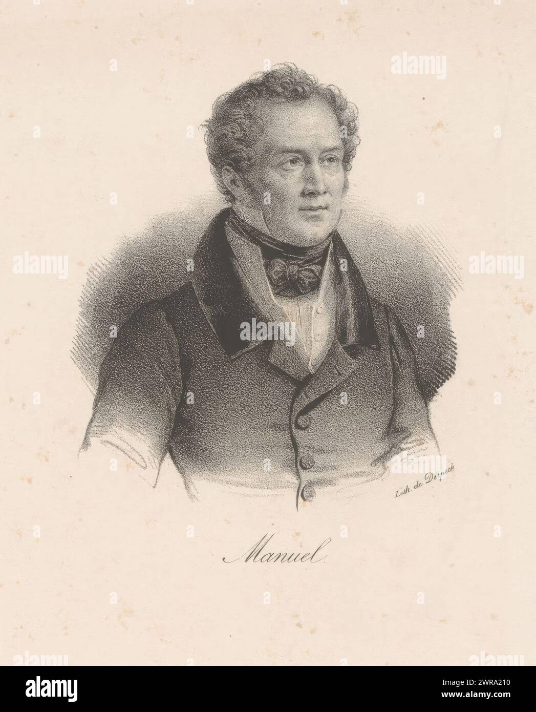 Portrait de Jacques-Antoine Manuel, Manuel (titre sur objet), imprimeur : anonyme, imprimeur : veuve Delpech (Naudet), Paris, en 1818 ou après - en 1842 ou avant, papier, hauteur 272 mm × largeur 179 mm, tirage Banque D'Images