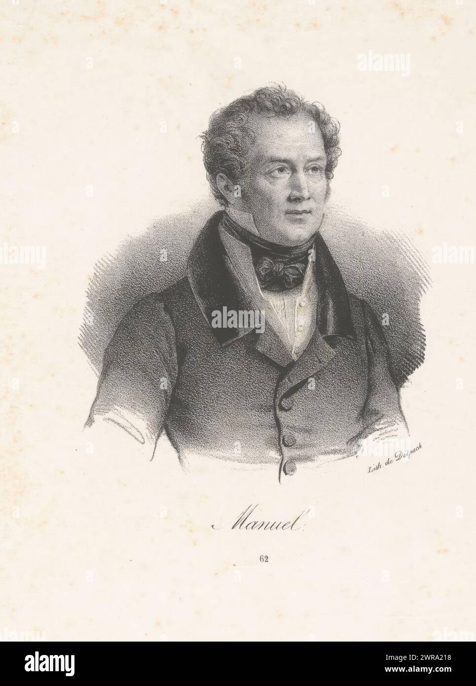 Portrait de Jacques-Antoine Manuel, Manuel (titre sur objet), imprimeur : anonyme, imprimeur : veuve Delpech (Naudet), Paris, en 1818 ou après - en 1842 ou avant, papier, hauteur 253 mm × largeur 178 mm, tirage Banque D'Images