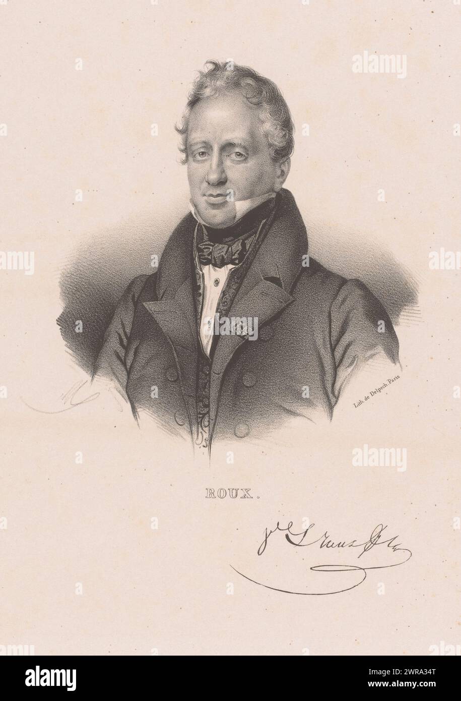 Portrait de Philibert Joseph Roux, Roux (titre sur objet), imprimeur : Nicolas Maurin, imprimeur : veuve Delpech (Naudet), Paris, 1825 - 1842, papier, hauteur 359 mm × largeur 277 mm, tirage Banque D'Images