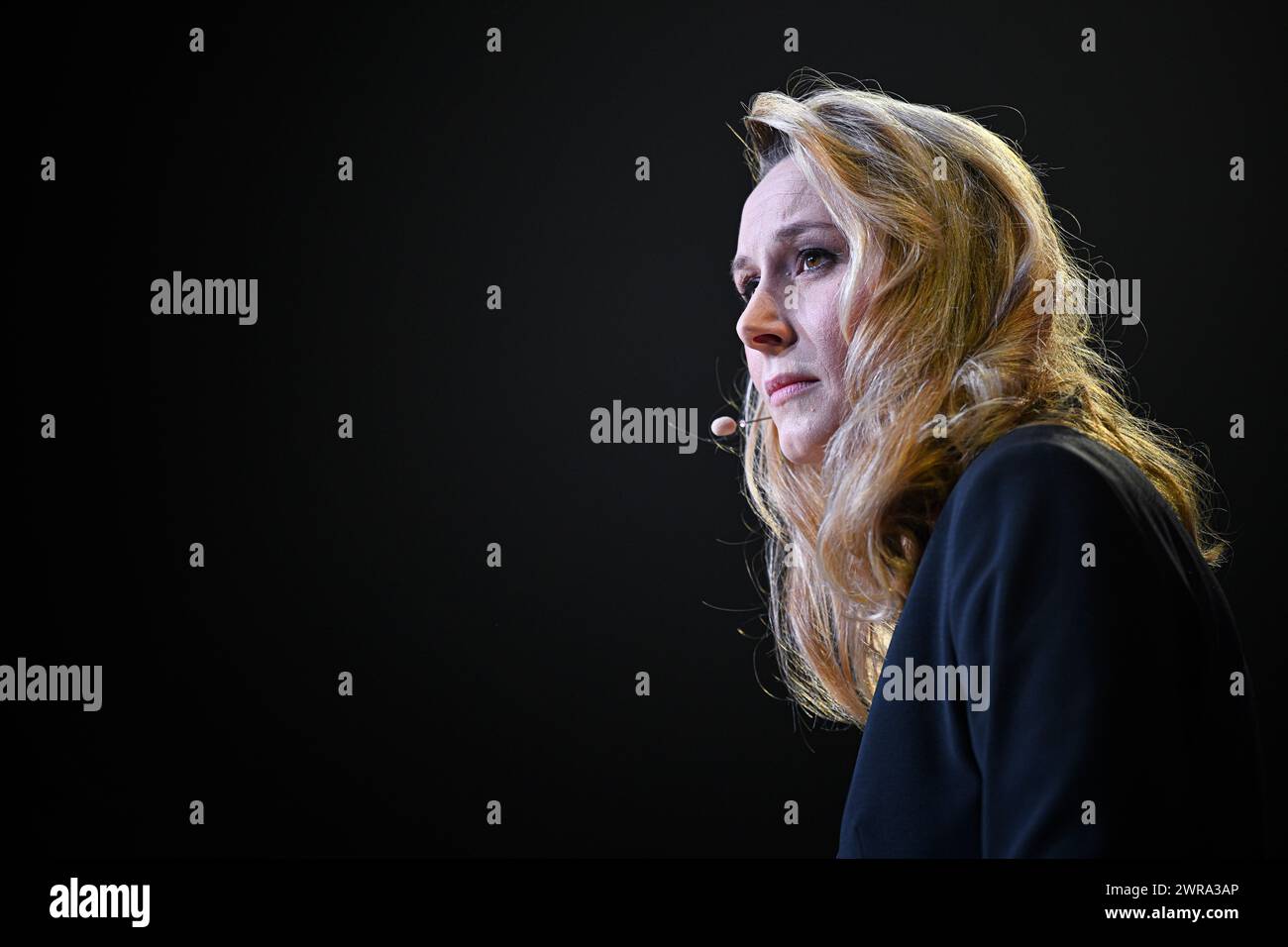 Paris, France. 10 mars 2024. Marion Marechal le Pen à la réunion de lancement de la campagne électorale européenne du parti d'extrême droite "Reconquete" à Paris, France, le 10 mars 2024. Crédit : Victor Joly/Alamy Live News Banque D'Images