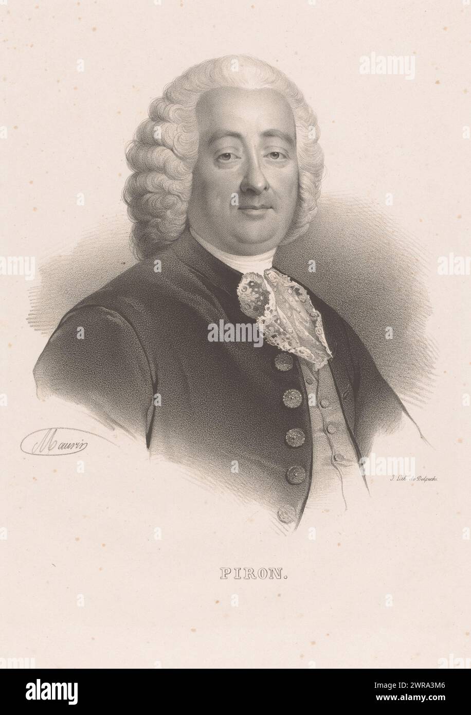 Portrait d'Alexis Piron, Piron (titre sur objet), imprimeur : Nicolas Maurin, imprimeur : veuve Delpech (Naudet), Paris, 1825 - 1842, papier, hauteur 497 mm × largeur 326 mm, tirage Banque D'Images