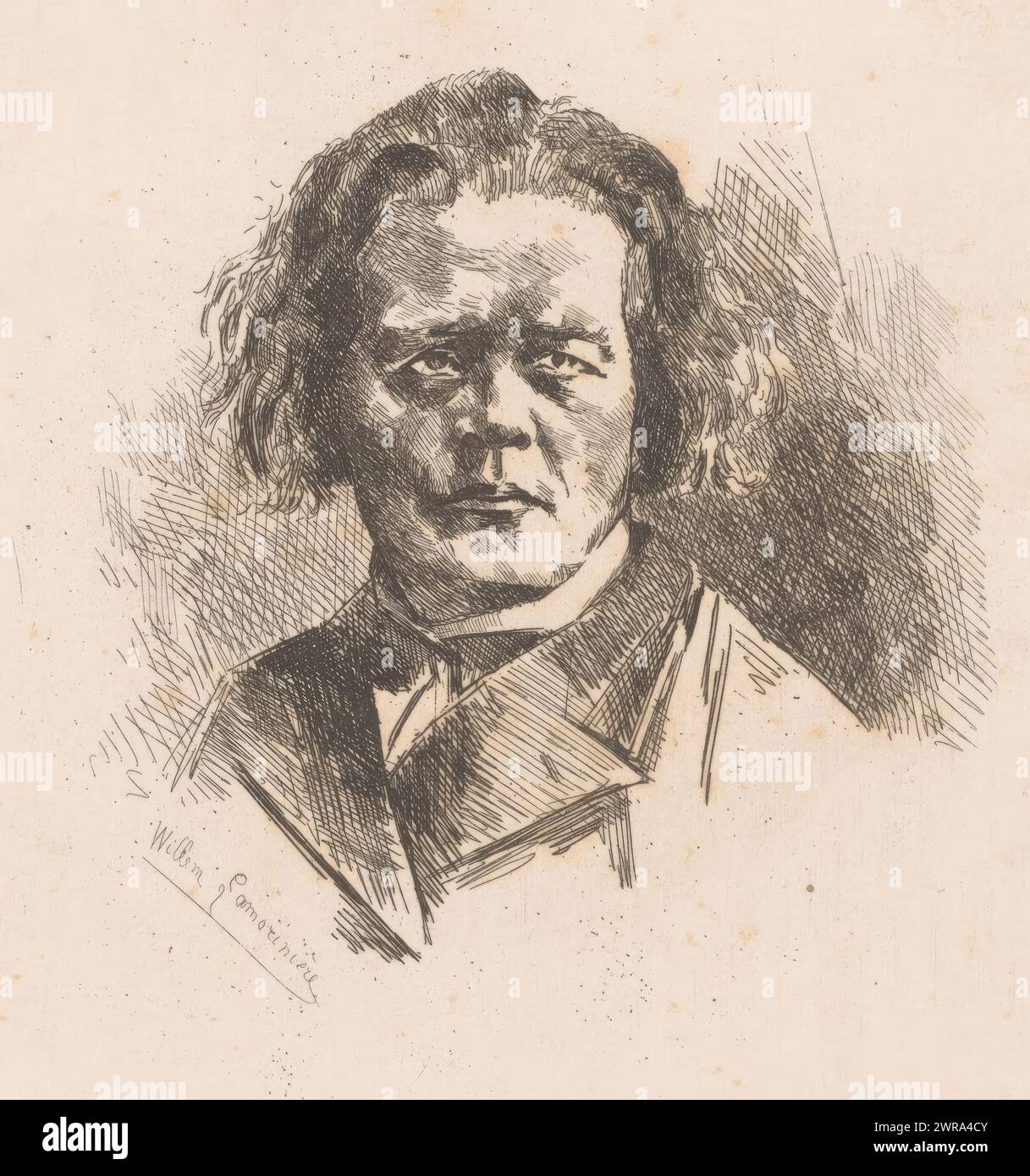Portrait d'Anton Rubinstein, imprimeur : Willem Lamorinière, 1880 - 1911, papier, gravure, hauteur 177 mm × largeur 138 mm, tirage Banque D'Images