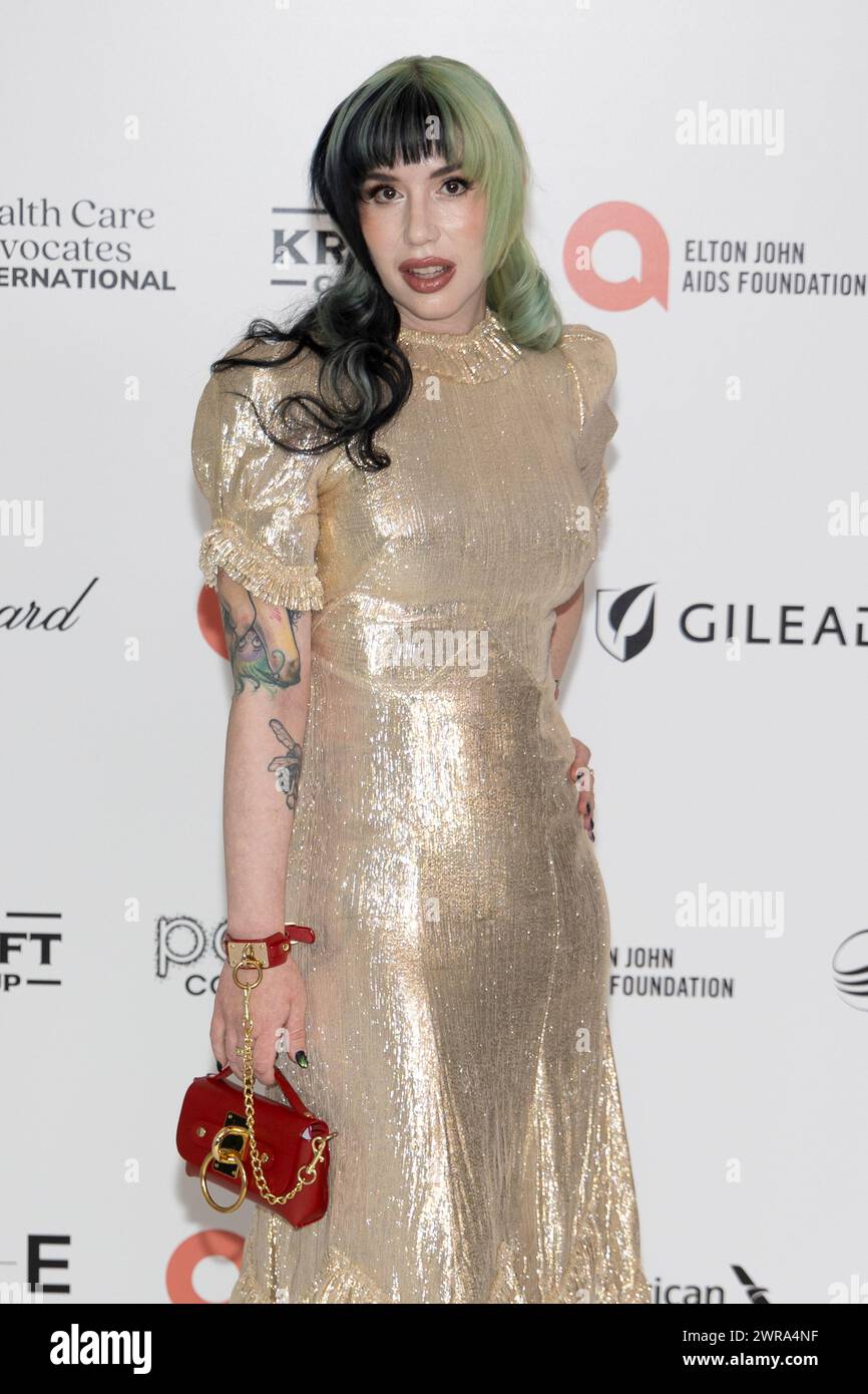 West Hollywood, États-Unis. 10 mars 2024. Kendalle Getty assiste aux arrivées de la 32e soirée annuelle des Elton John AIDS Foundation Academy Awards au City of West Hollywood Park à West Hollywood, CA, le 10 mars 2024. (Photo de Corine Solberg/SipaUSA) crédit : Sipa USA/Alamy Live News Banque D'Images