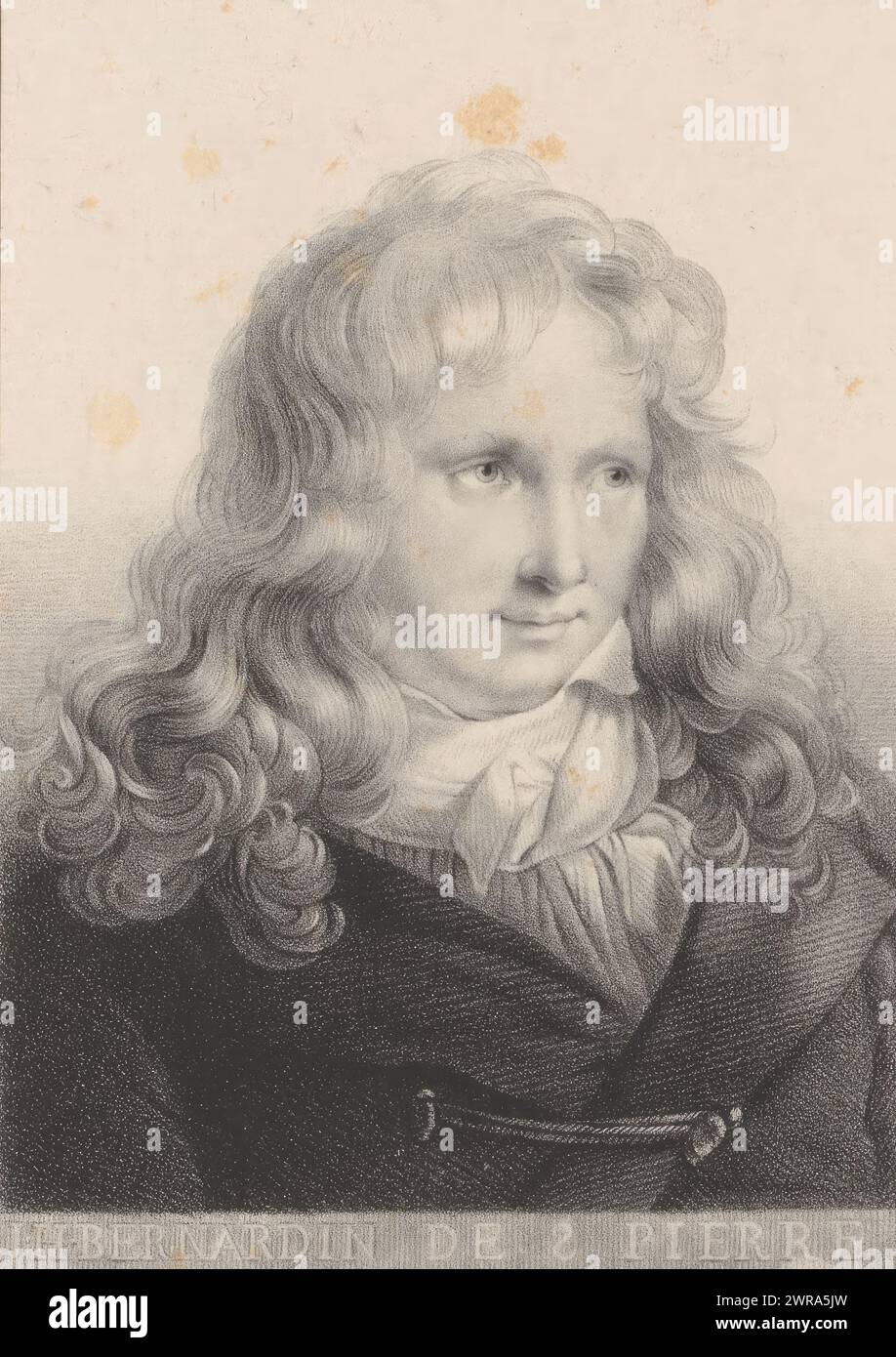 Portrait de l'écrivain et botaniste Jacques-Henri Bernardin de Saint-Pierre, J.H. Bernardin de S. Pierre (titre sur objet), imprimeur : anonyme, imprimeur : Jean Marie Joseph Bove, Noël, Paris, en 1826 ou après 1835, papier, hauteur 278 mm, tirage Banque D'Images