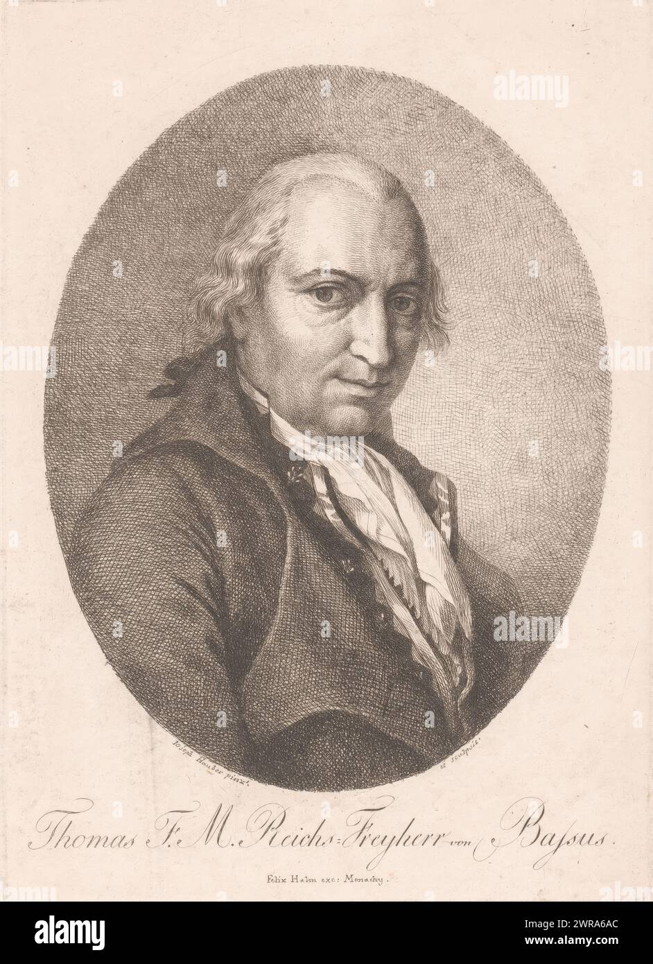 Portrait de Thomas von Bassus, imprimeur : Joseph Hauber, après peinture par : Joseph Hauber, éditeur : Felix Halm, München, 1776 - 1810, papier, gravure, hauteur 212 mm × largeur 151 mm, impression Banque D'Images