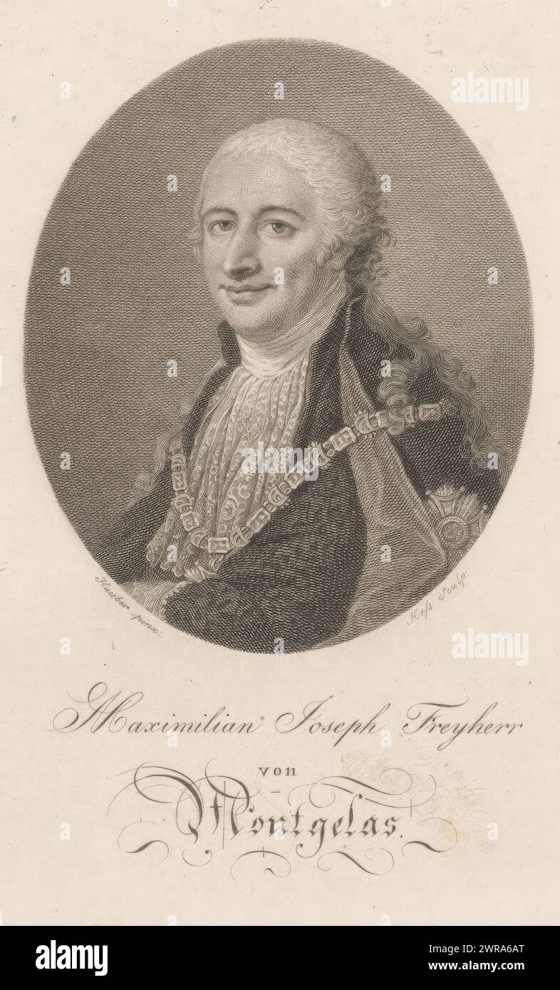 Portrait de Maximilian von Montgelas, imprimeur : Carl Ernst Christoph Hess, après peinture par : Joseph Hauber, 1765 - 1828, papier, gravure, hauteur 153 mm × largeur 98 mm, impression Banque D'Images